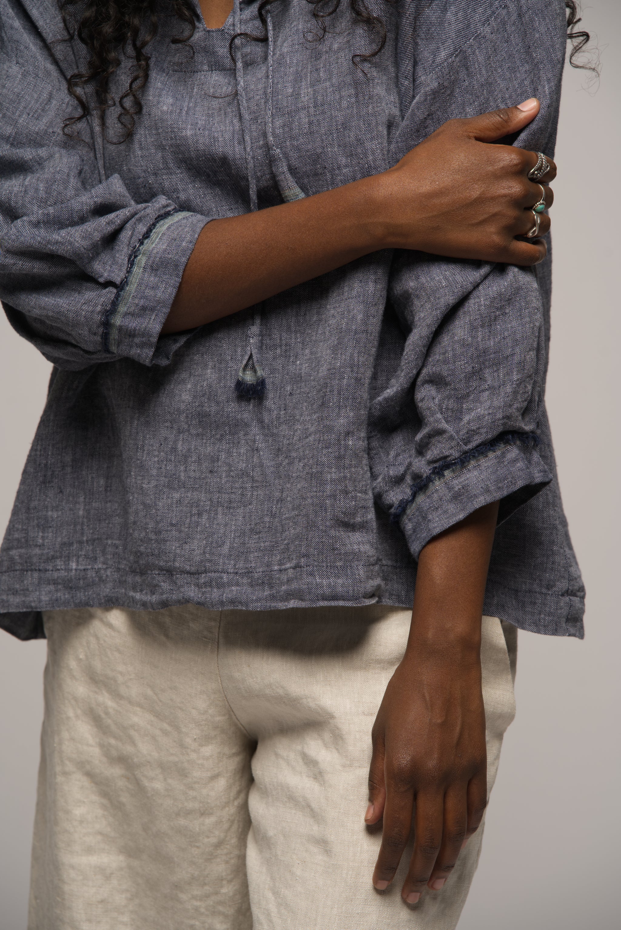 Juno Top - Indigo linen marle
