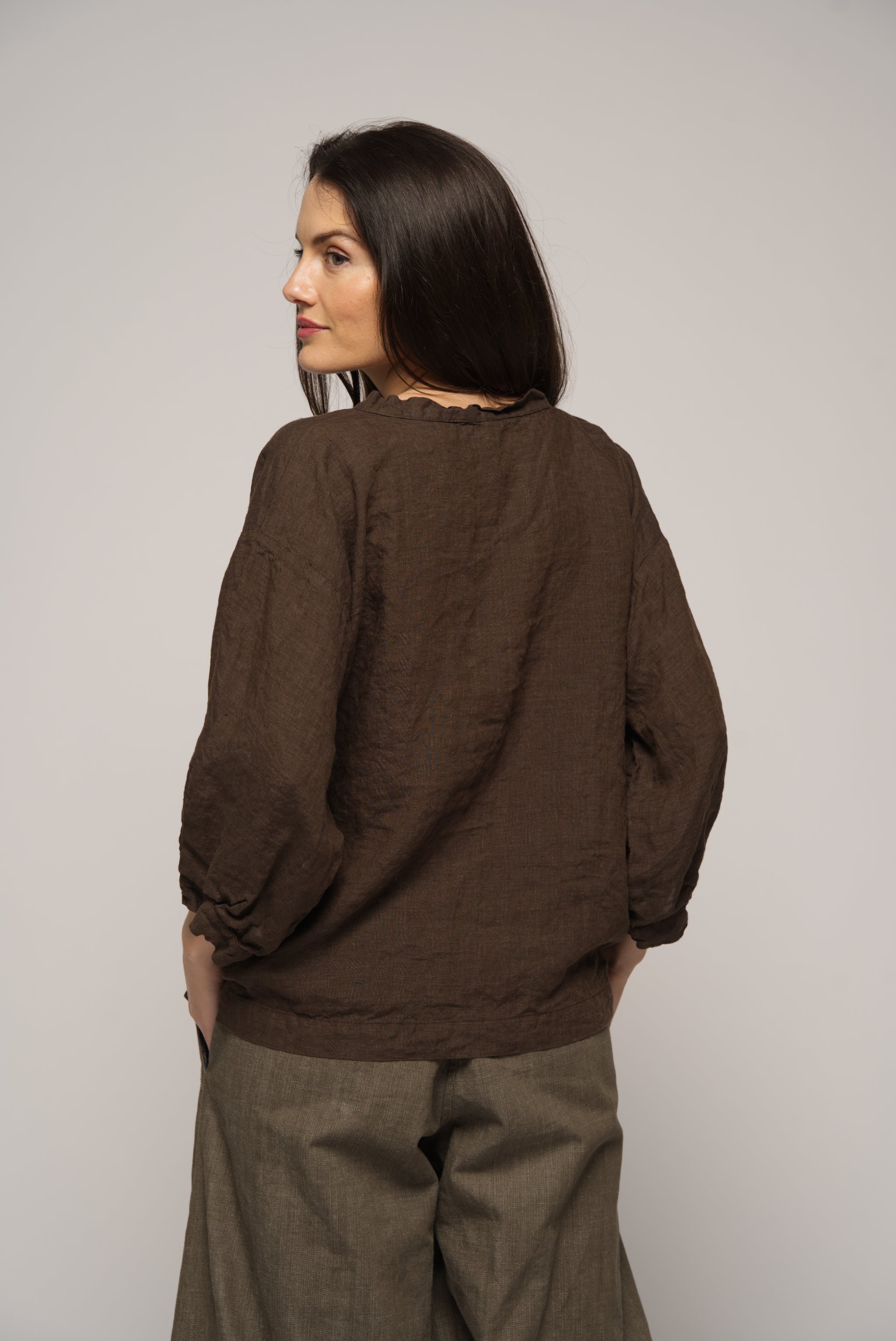 Juno Top - chocolate linen