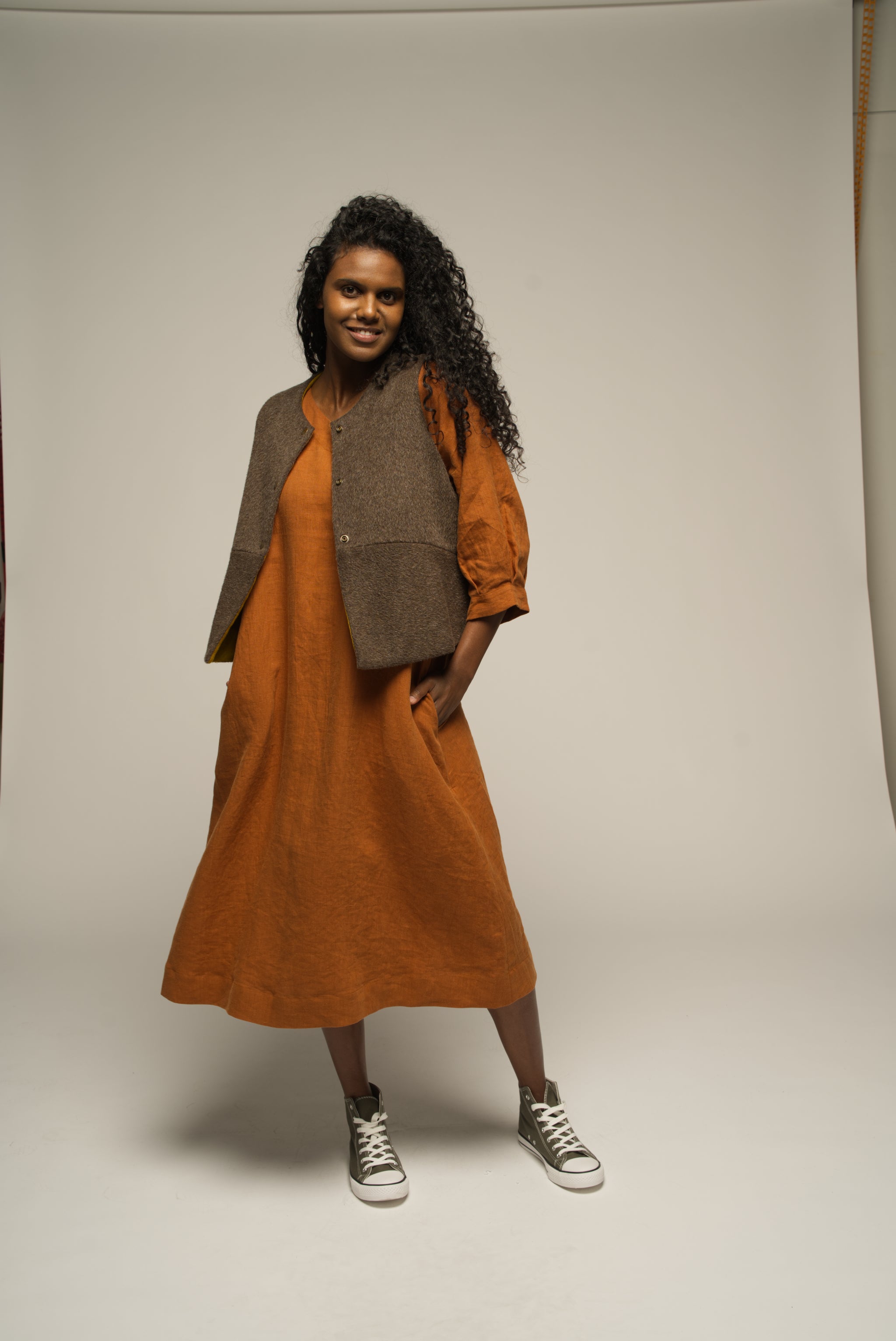Audra Dress - Bronze Linen