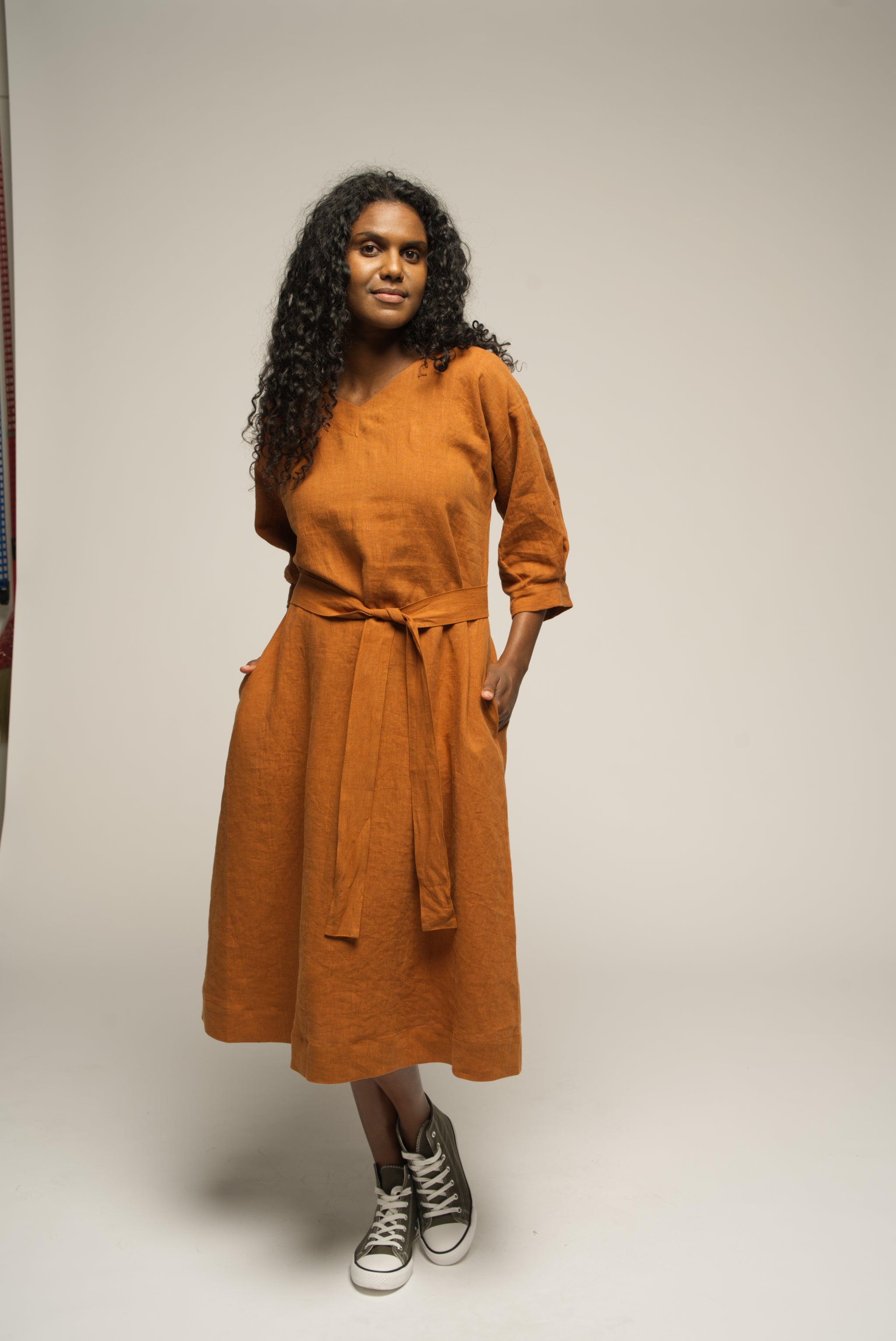 Audra Dress - Bronze Linen