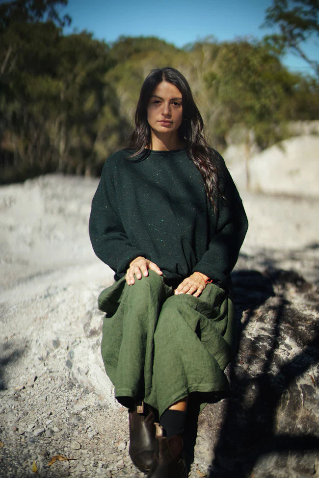 Lambswool Jumper - Green Melange