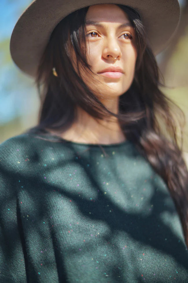 Lambswool Jumper - Green Melange