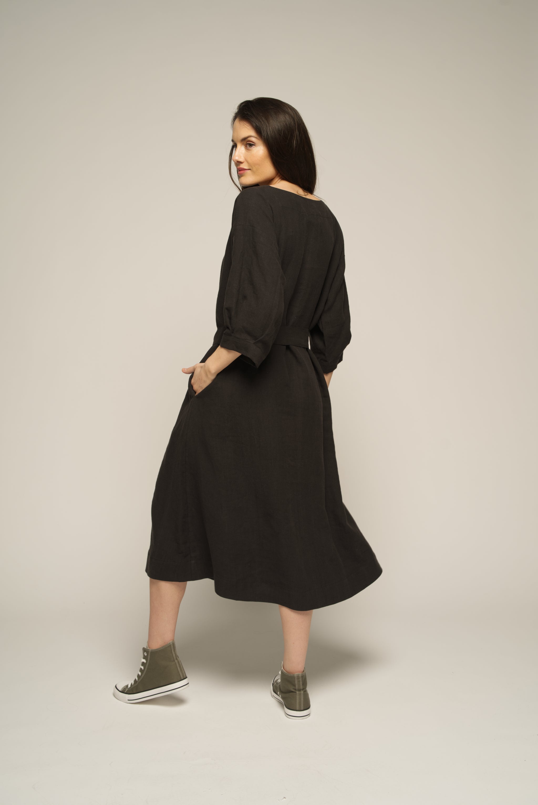 Audra Dress - Black Linen