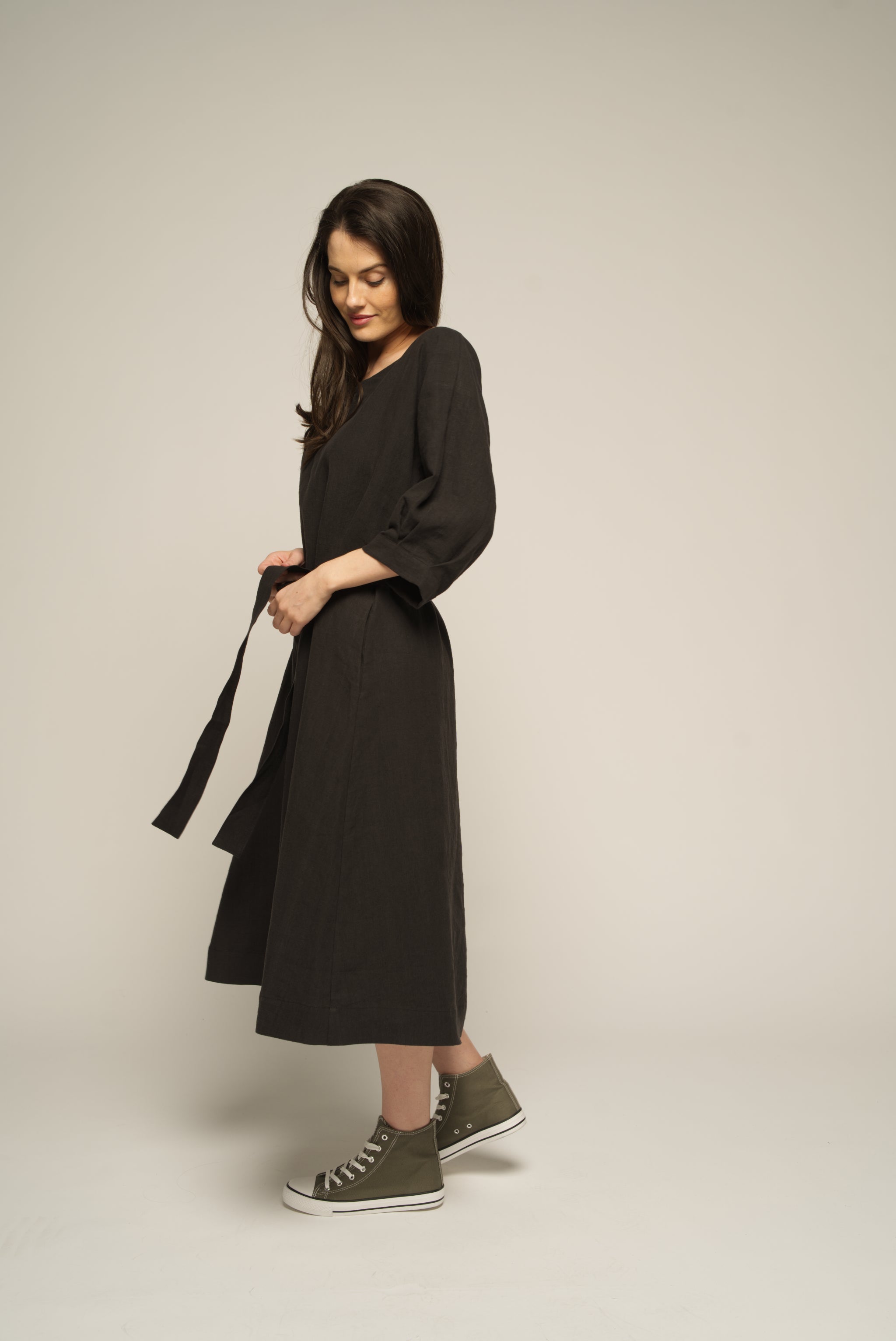 Audra Dress - Black Linen