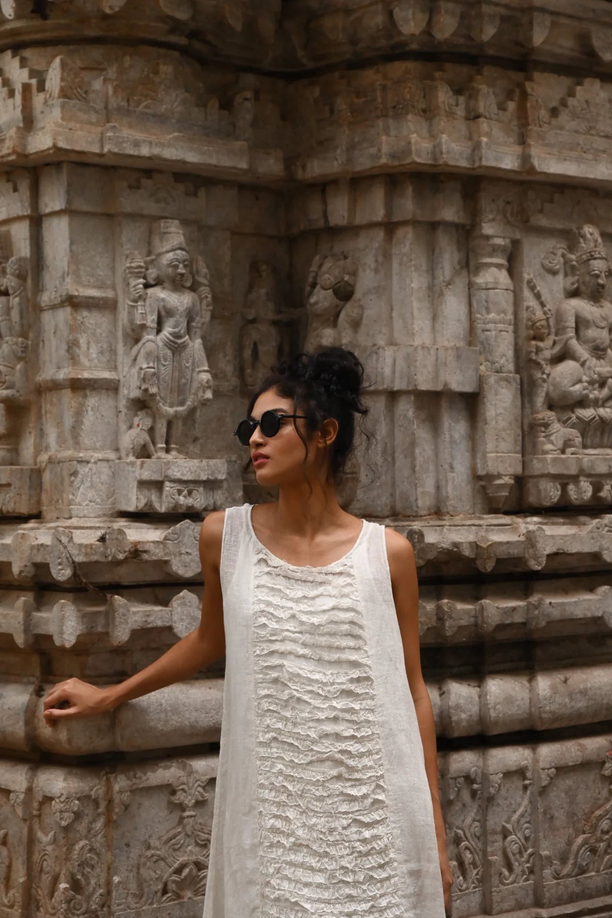 LIDIA DRESS LINEN & LACE - white