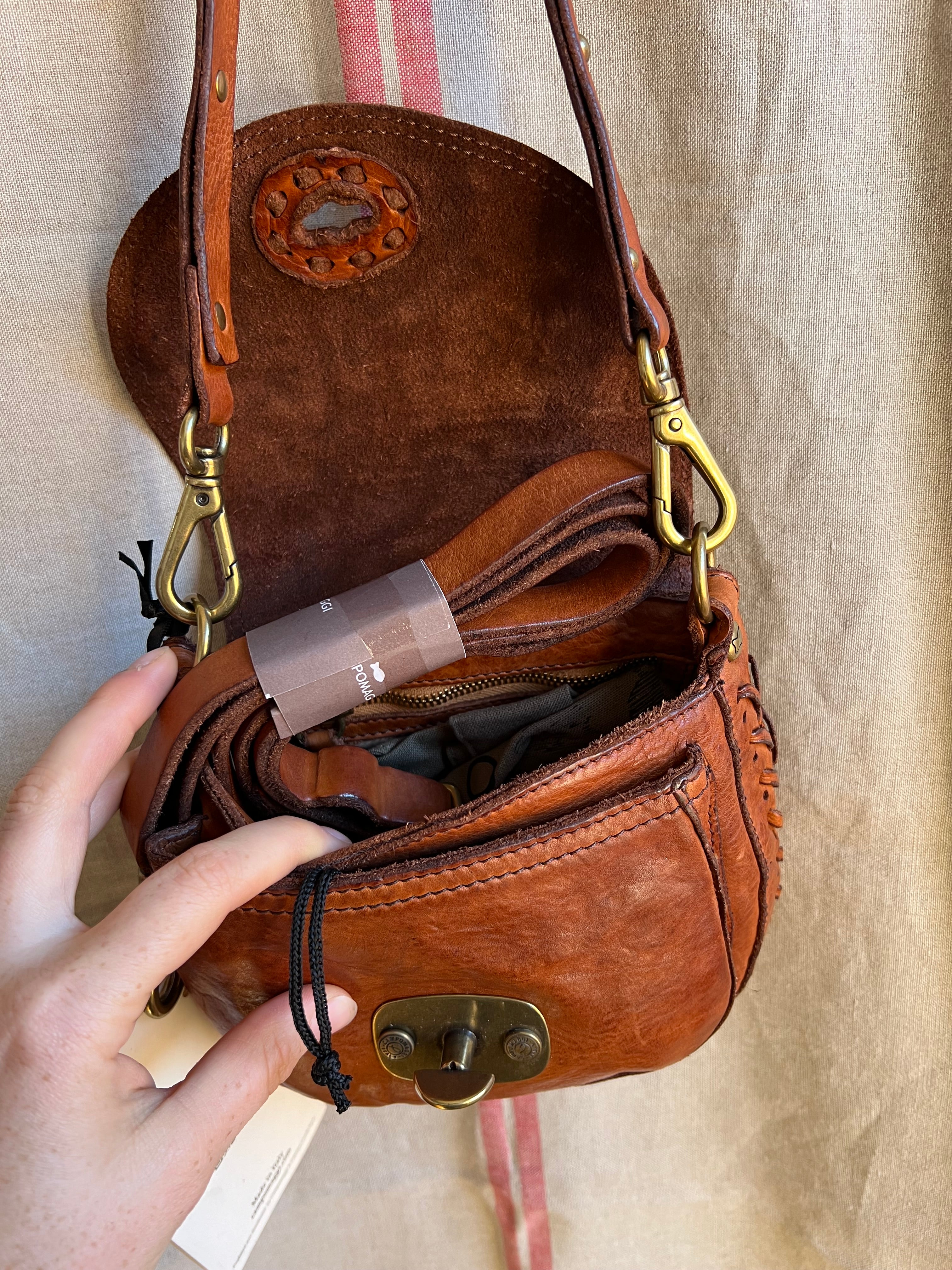 Dalia bag with threading - cognac