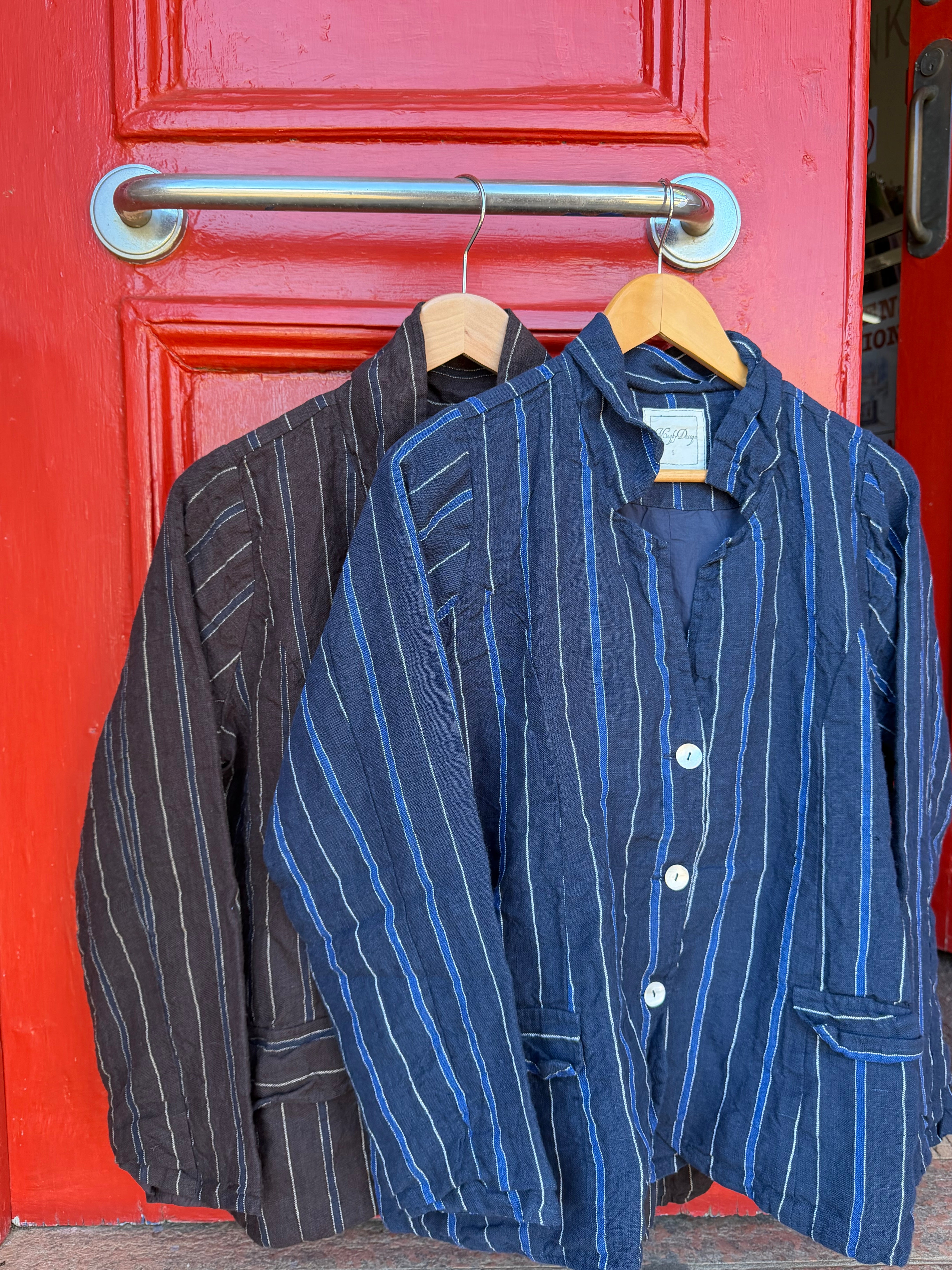 Baridi Jacket - Linen - navy stripe
