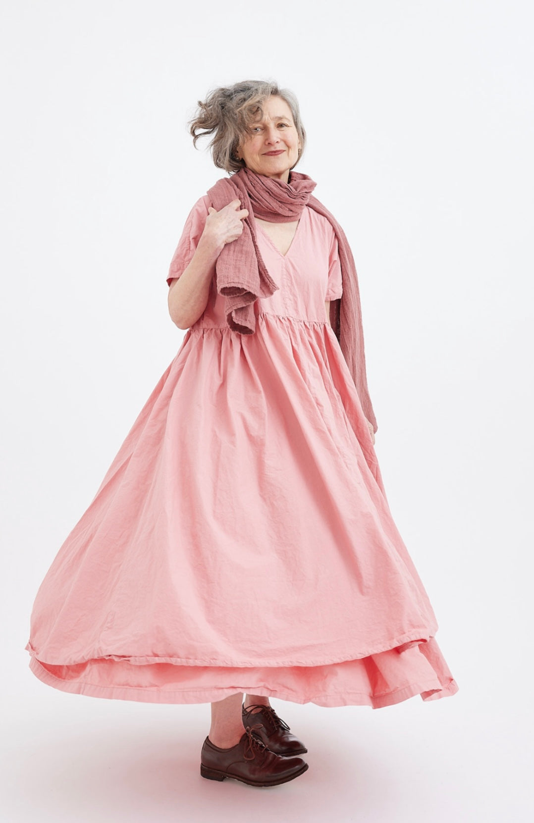 Flossie Dress Cotton Poplin - Coral