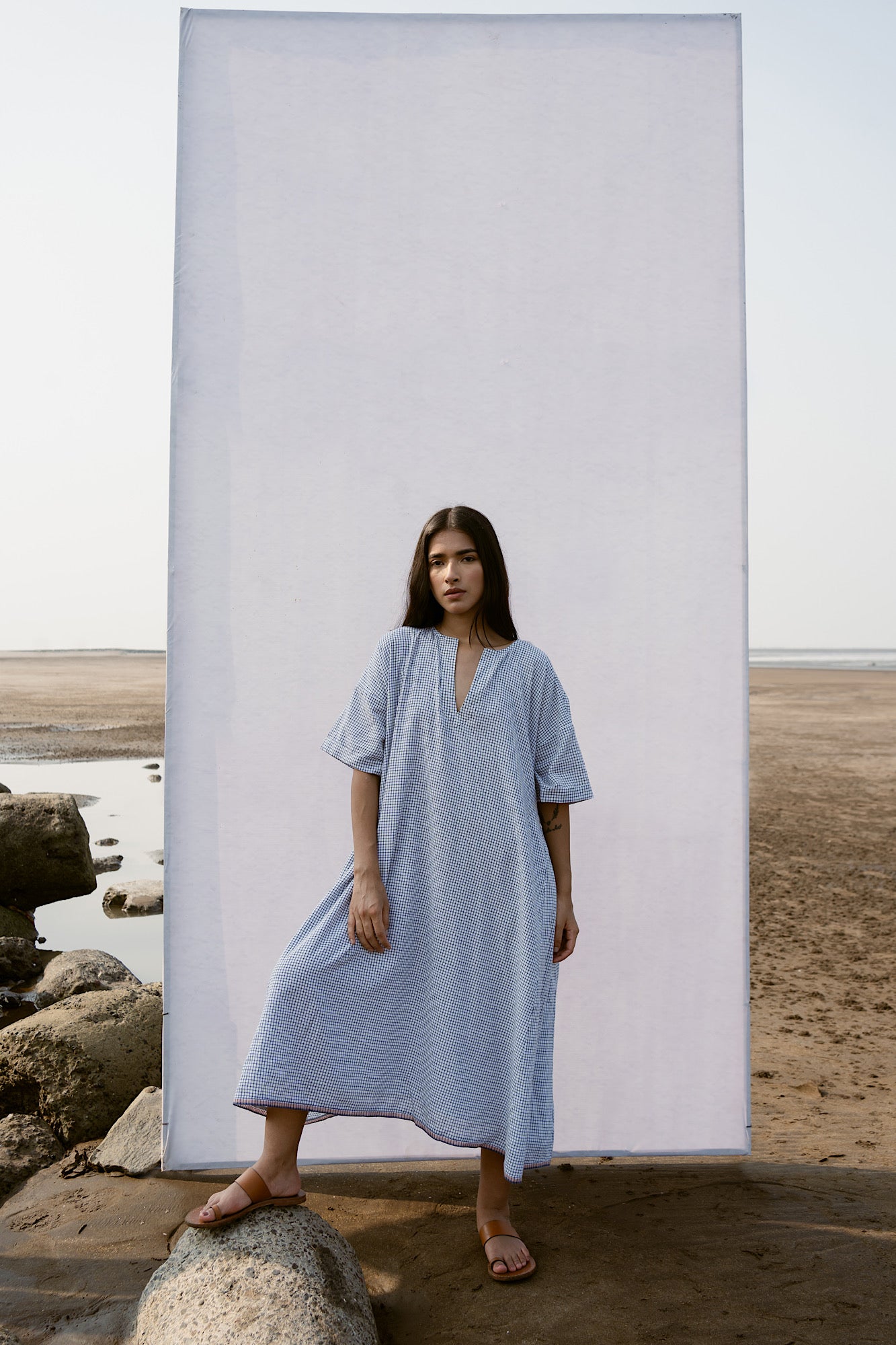 Osaka Dress - Navy Check