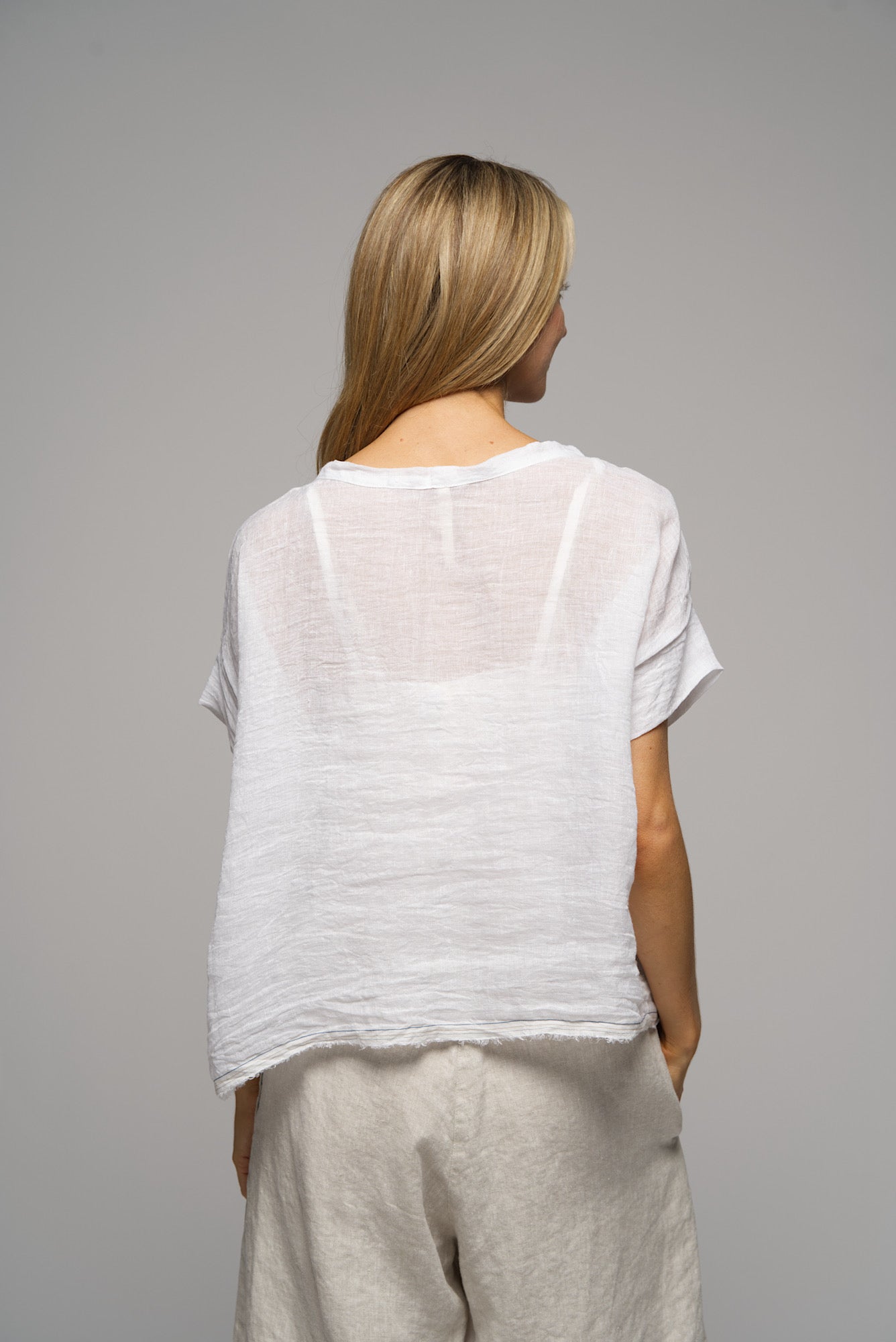 Gauze linen Tee - White