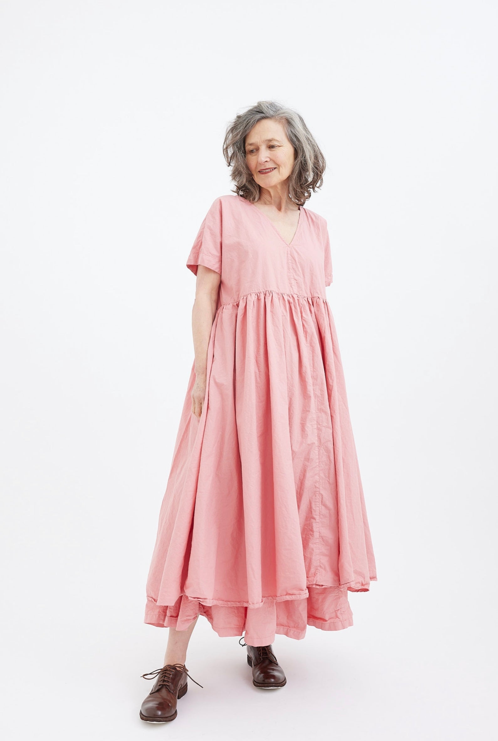 Flossie Dress Cotton Poplin - Coral