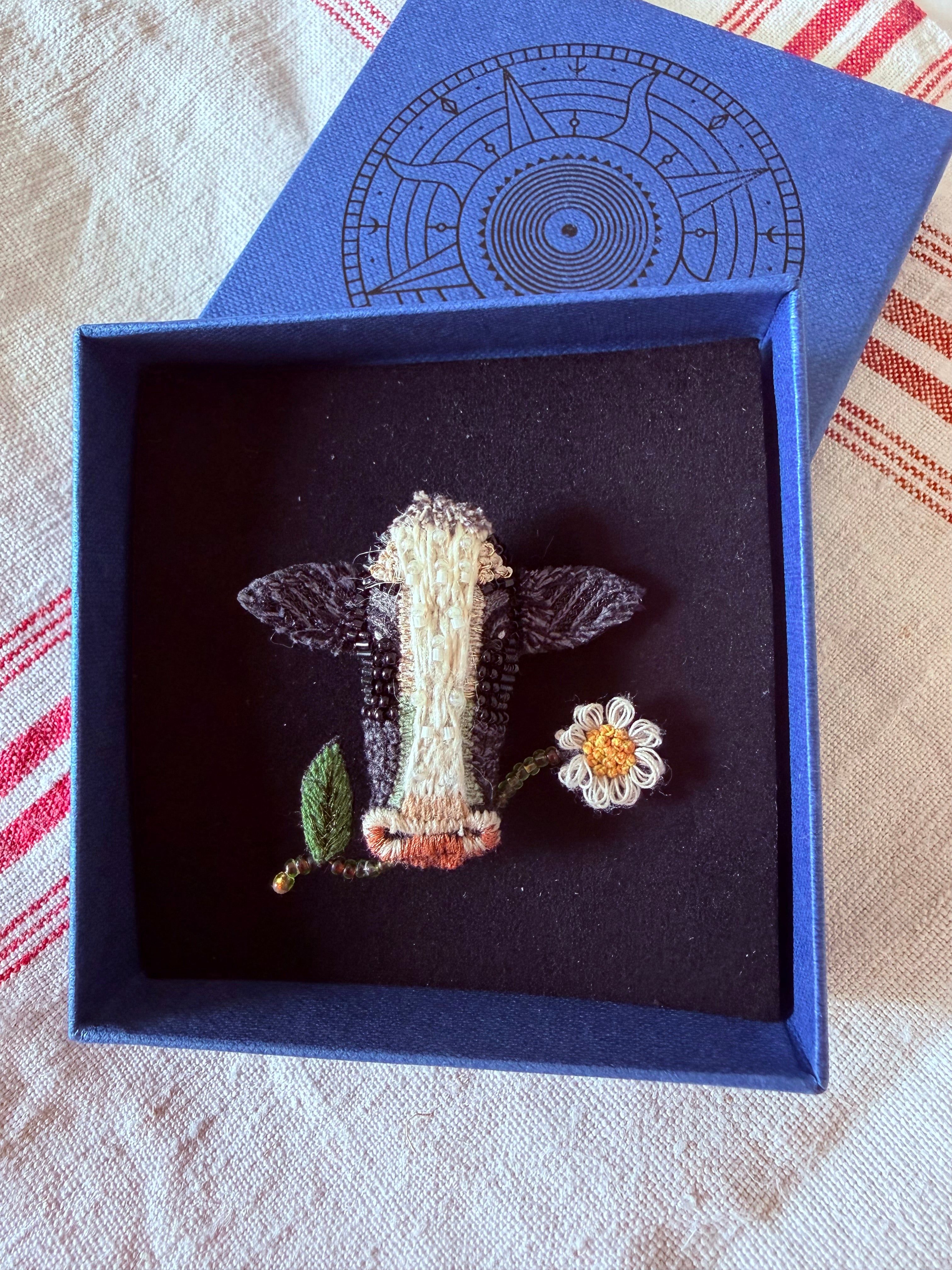 Happy cow brooch