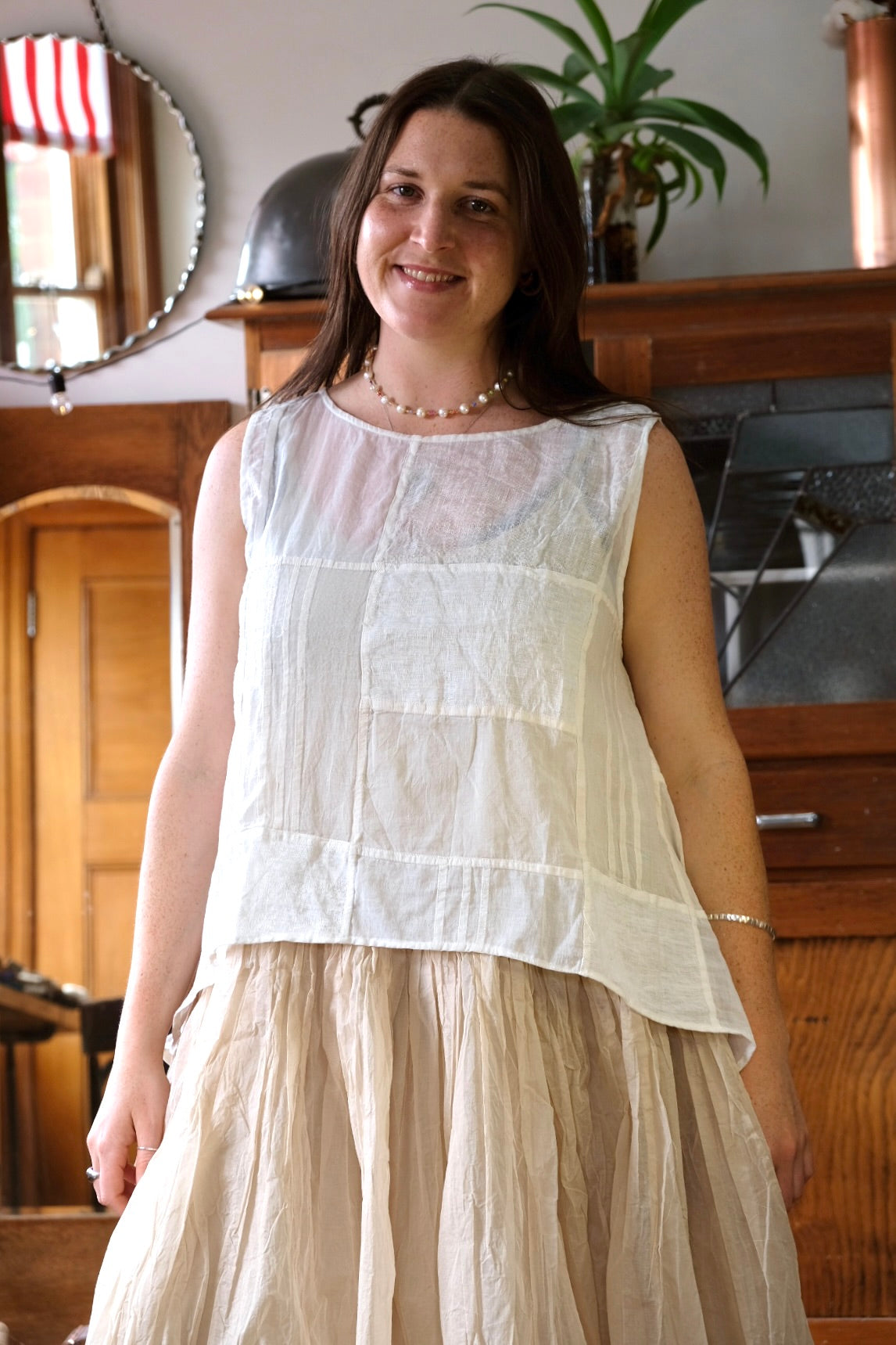 MUSKAN CAMISOLE - COTTON & LINEN - warm white