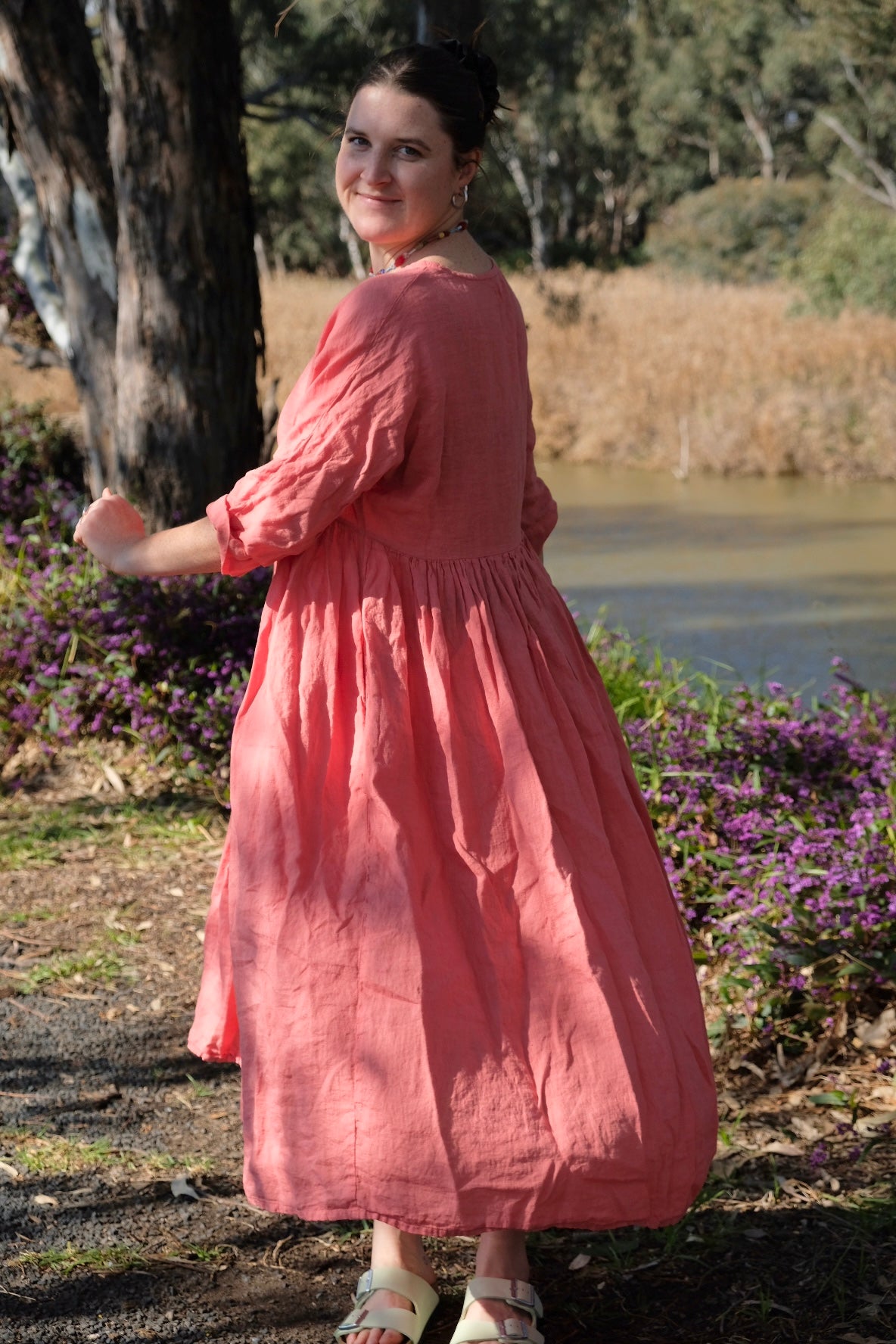 Picnic Dress Linen - Coral