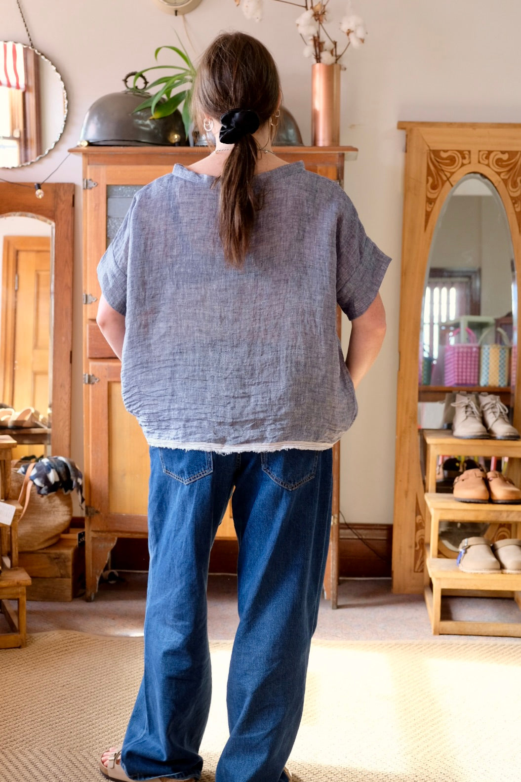 Gauze linen Tee - Chambray