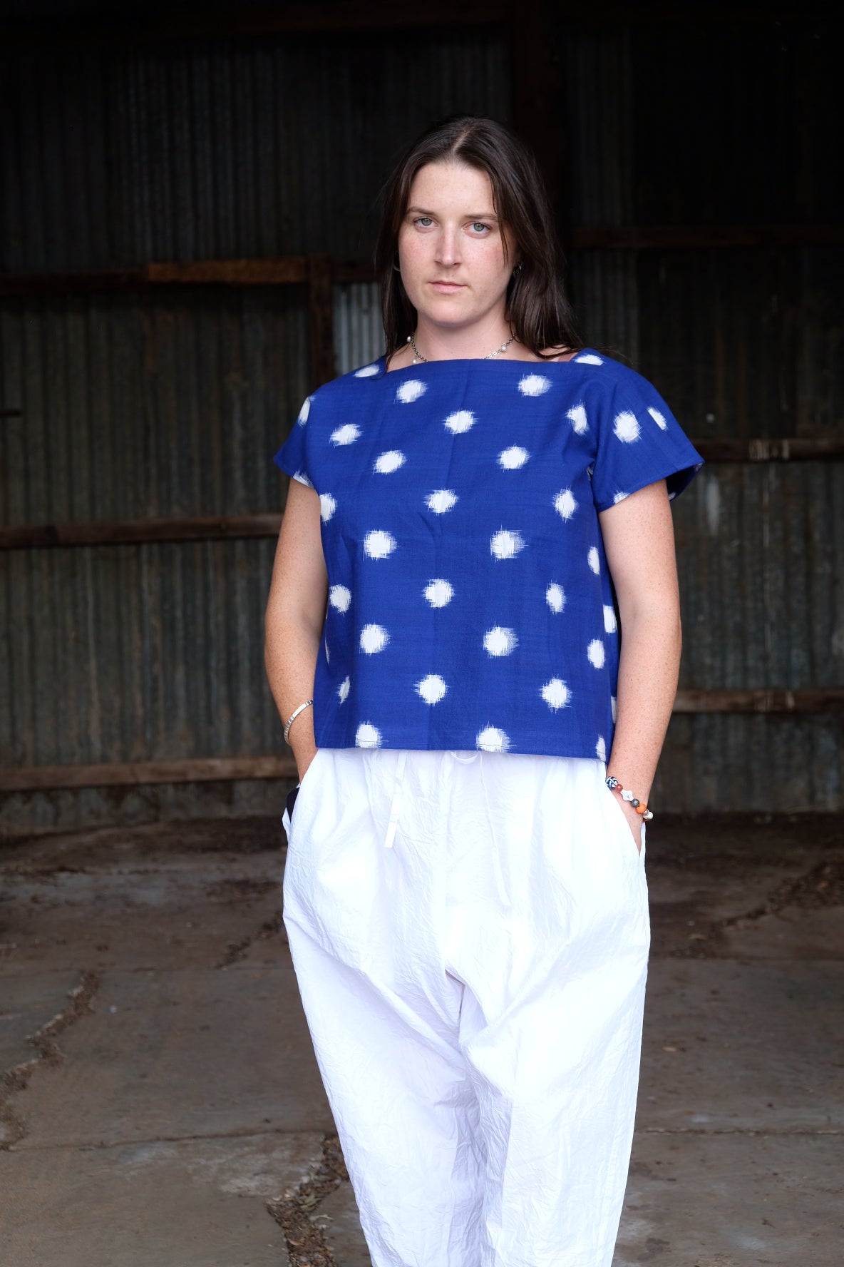 Ori Top - Blue/Ivory