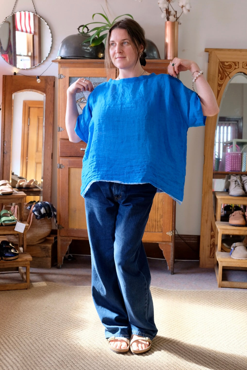 Gauze linen Tee - Azure