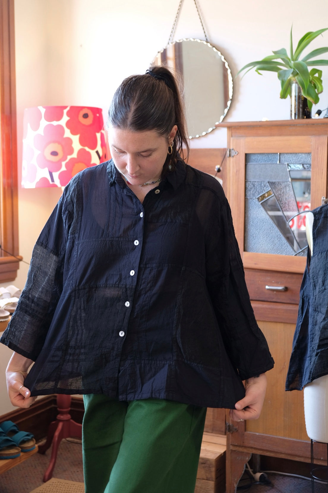 KAHANI SHIRT - COTTON & LINEN - Black