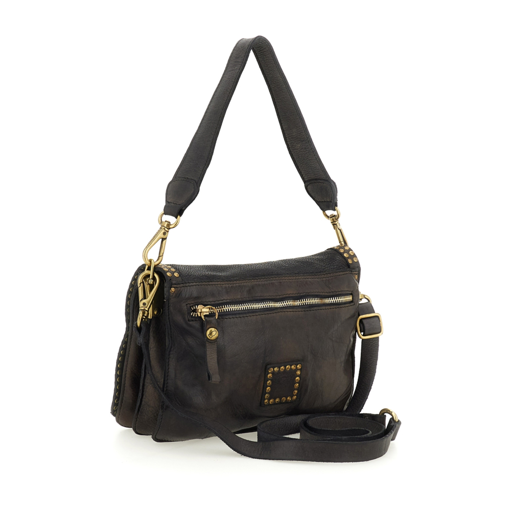 Kura shoulder Bag with studs - Brown