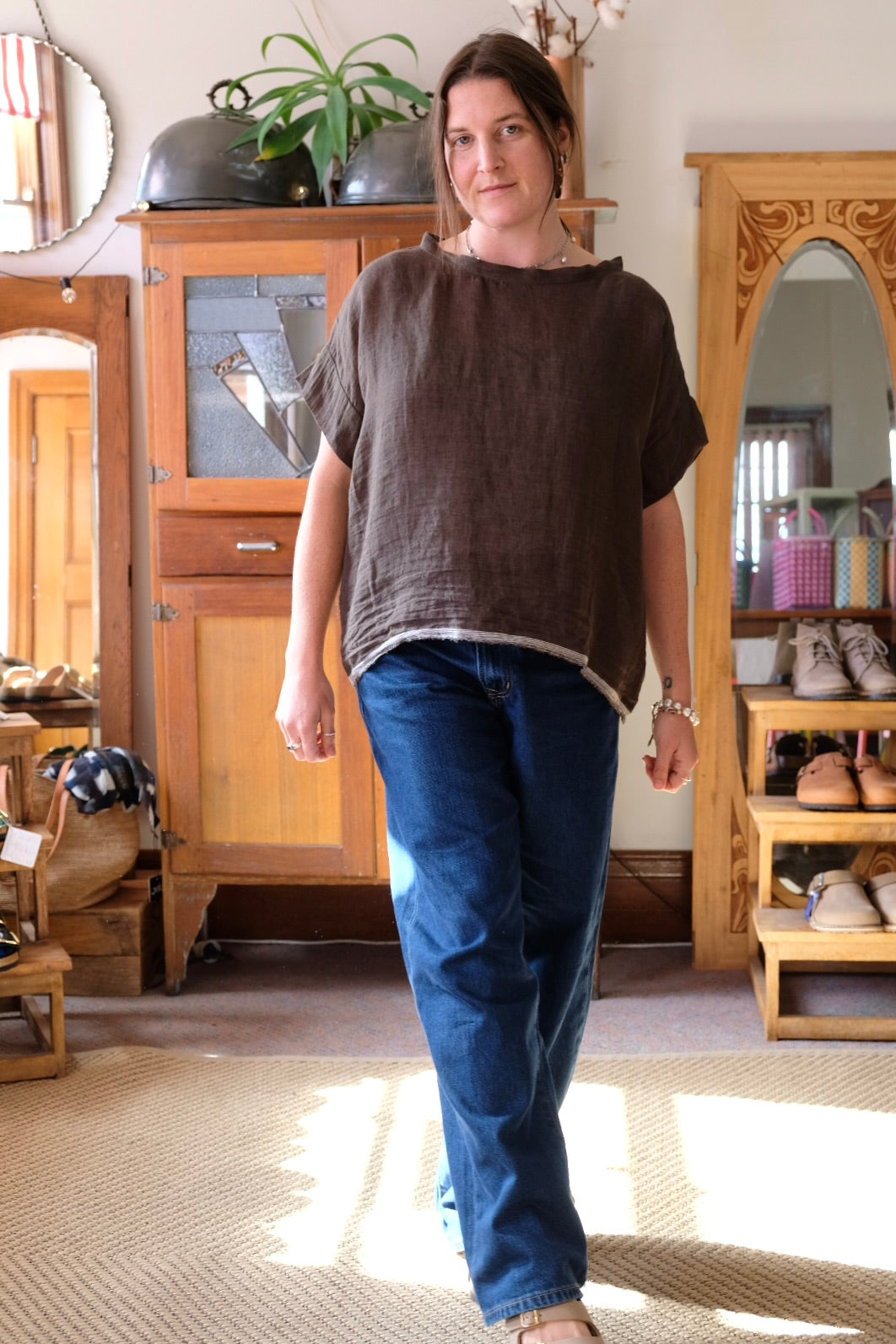 Gauze linen Tee - Khaki