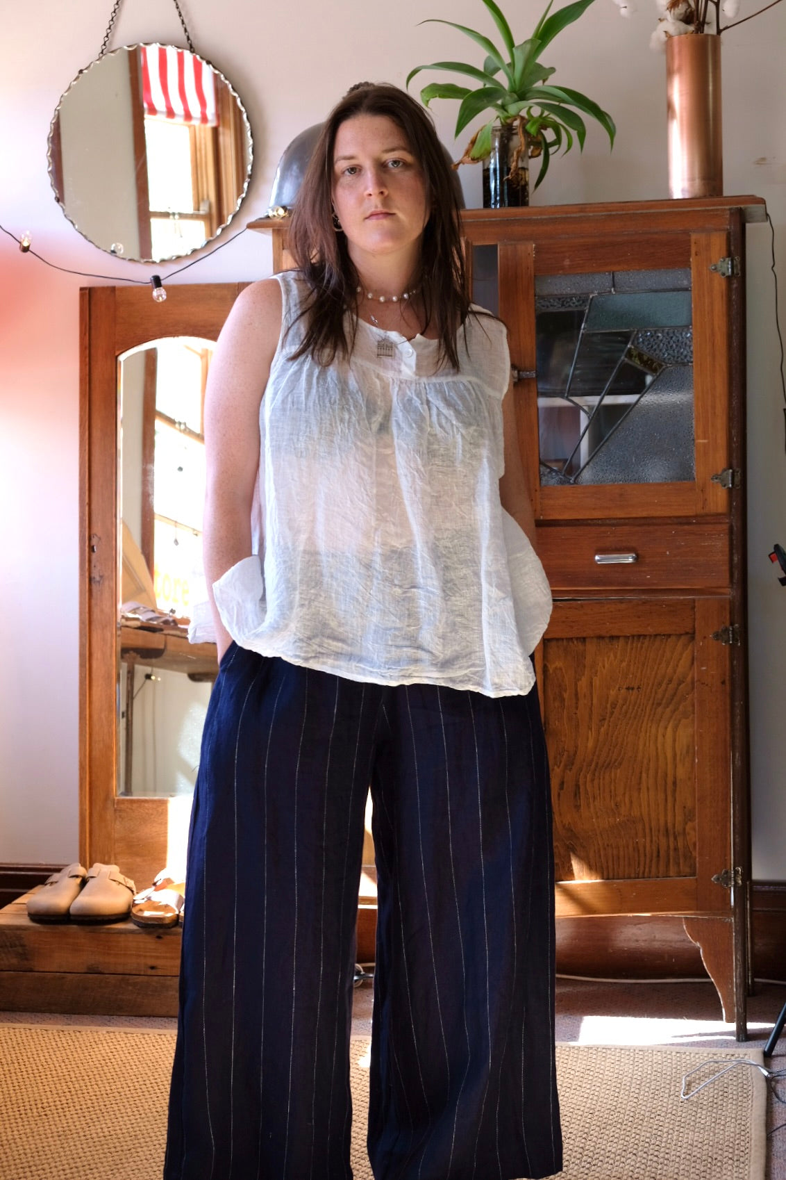 Nila Top Gauze Linen - Warm White