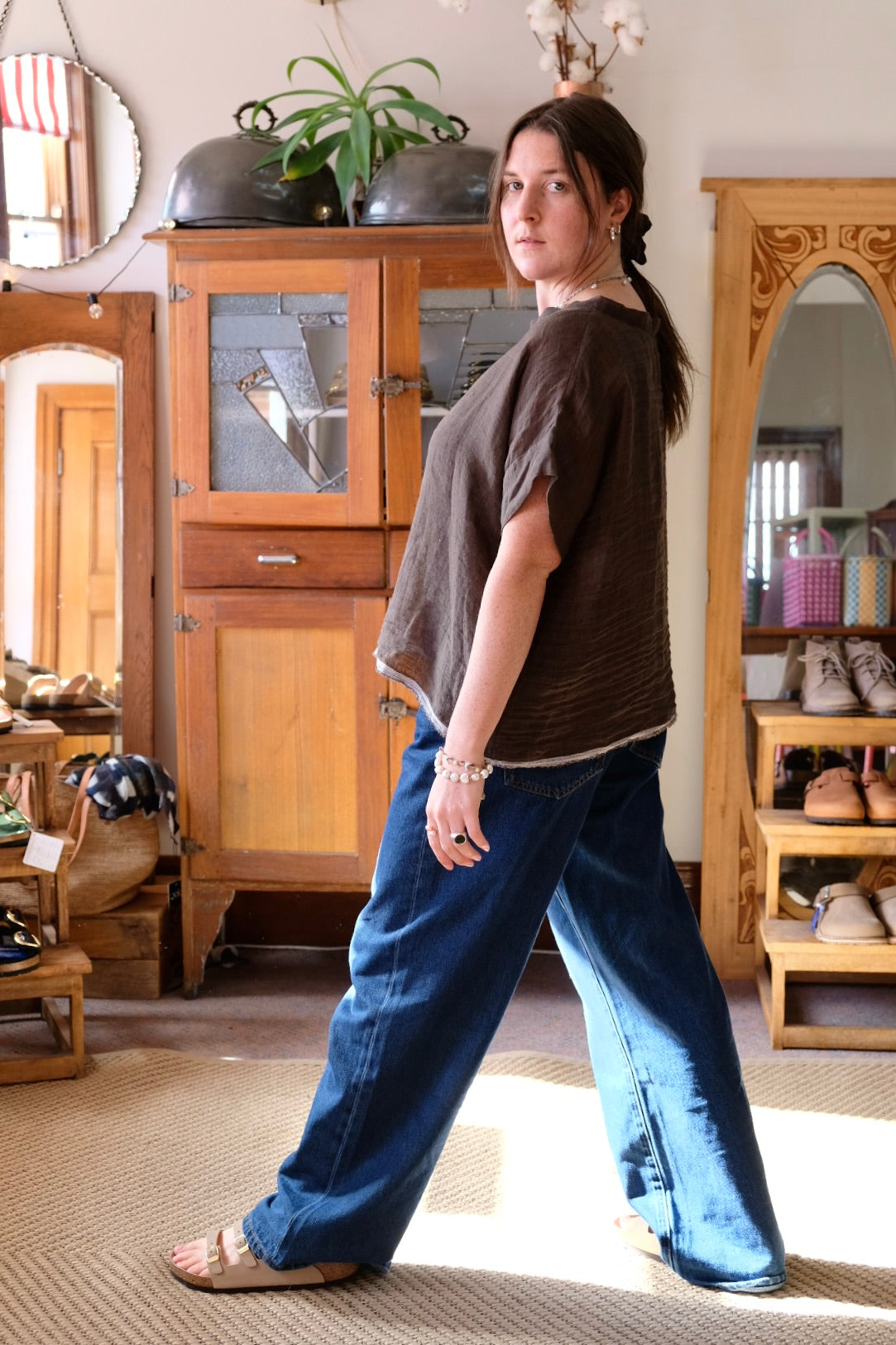 Gauze linen Tee - Khaki