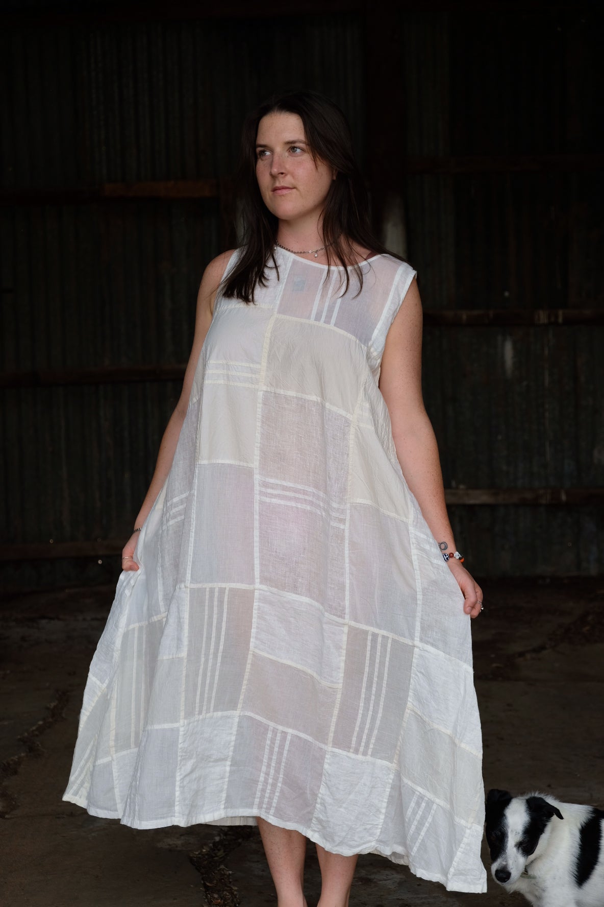 MUSKAN DRESS - COTTON & LINEN - Warm White