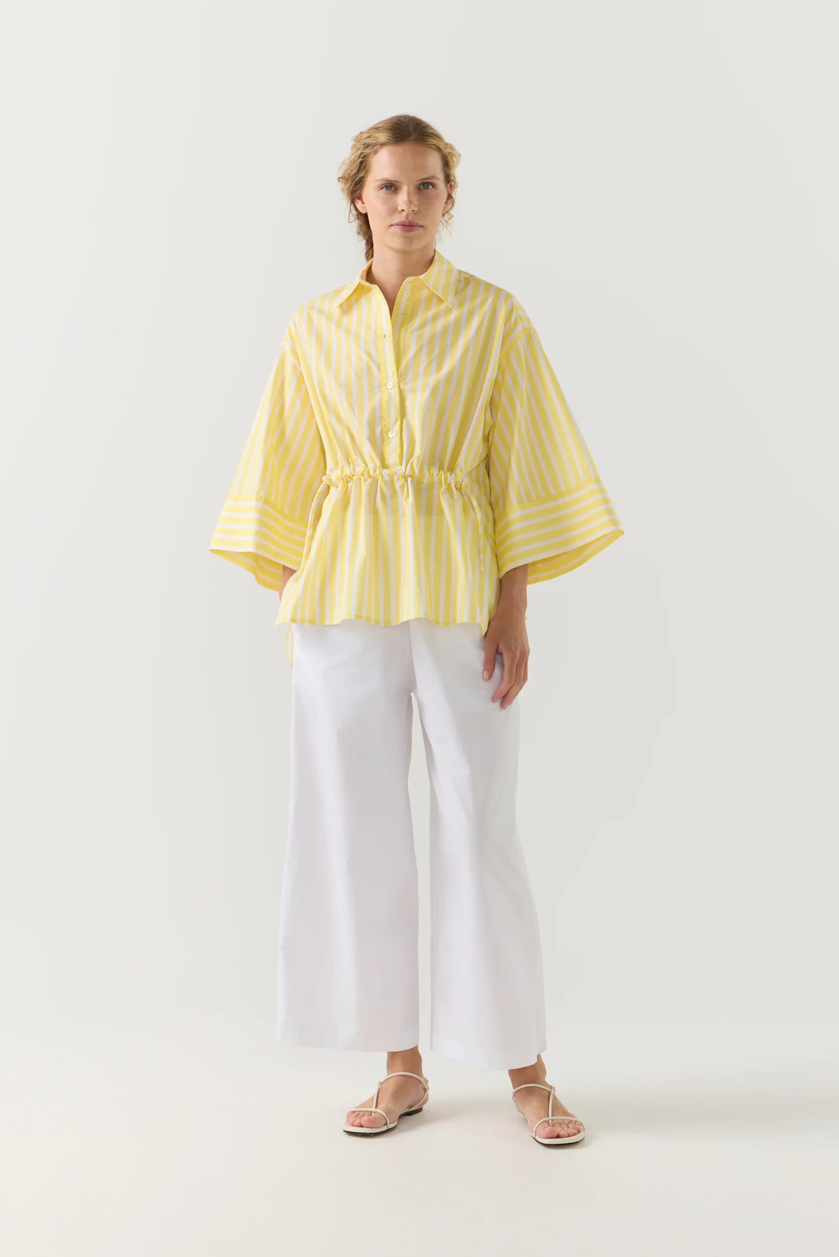 Emily Shirt | Lemon Stripe poplin