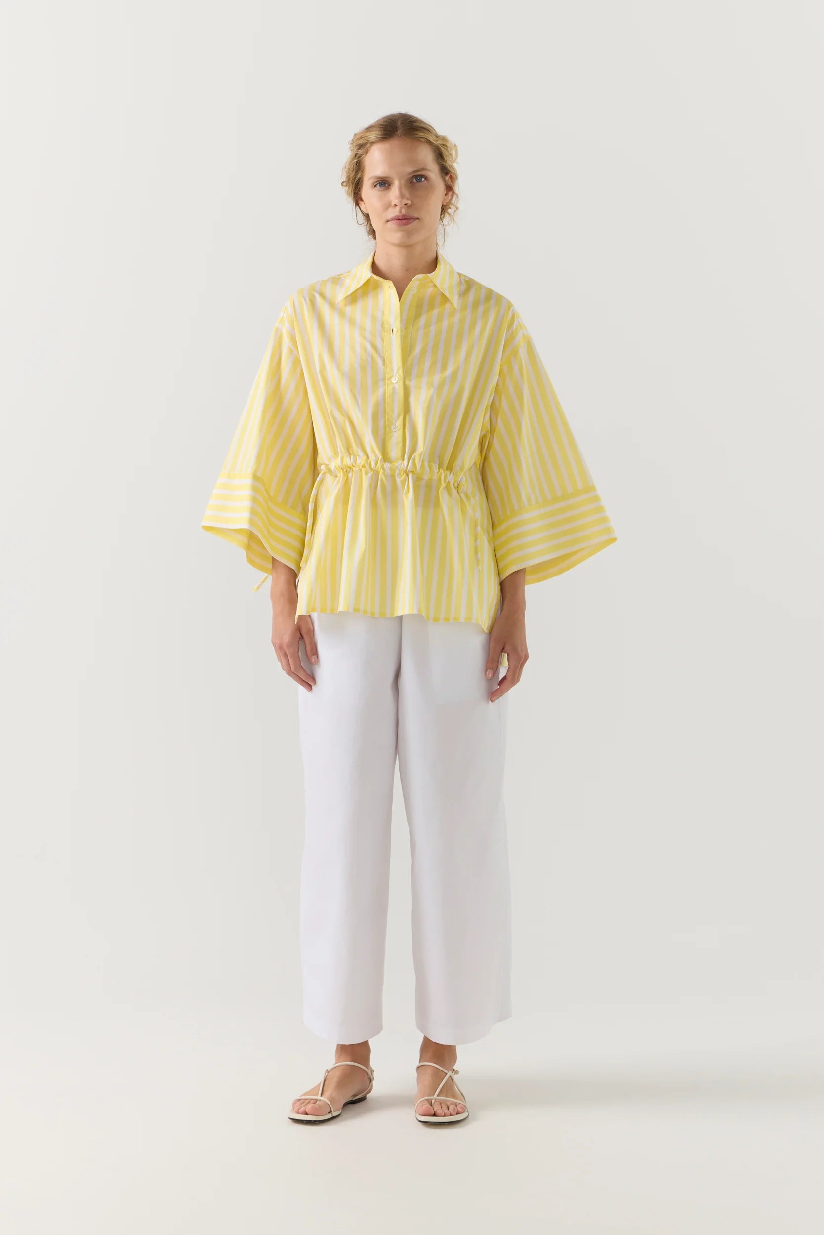 Emily Shirt | Lemon Stripe poplin