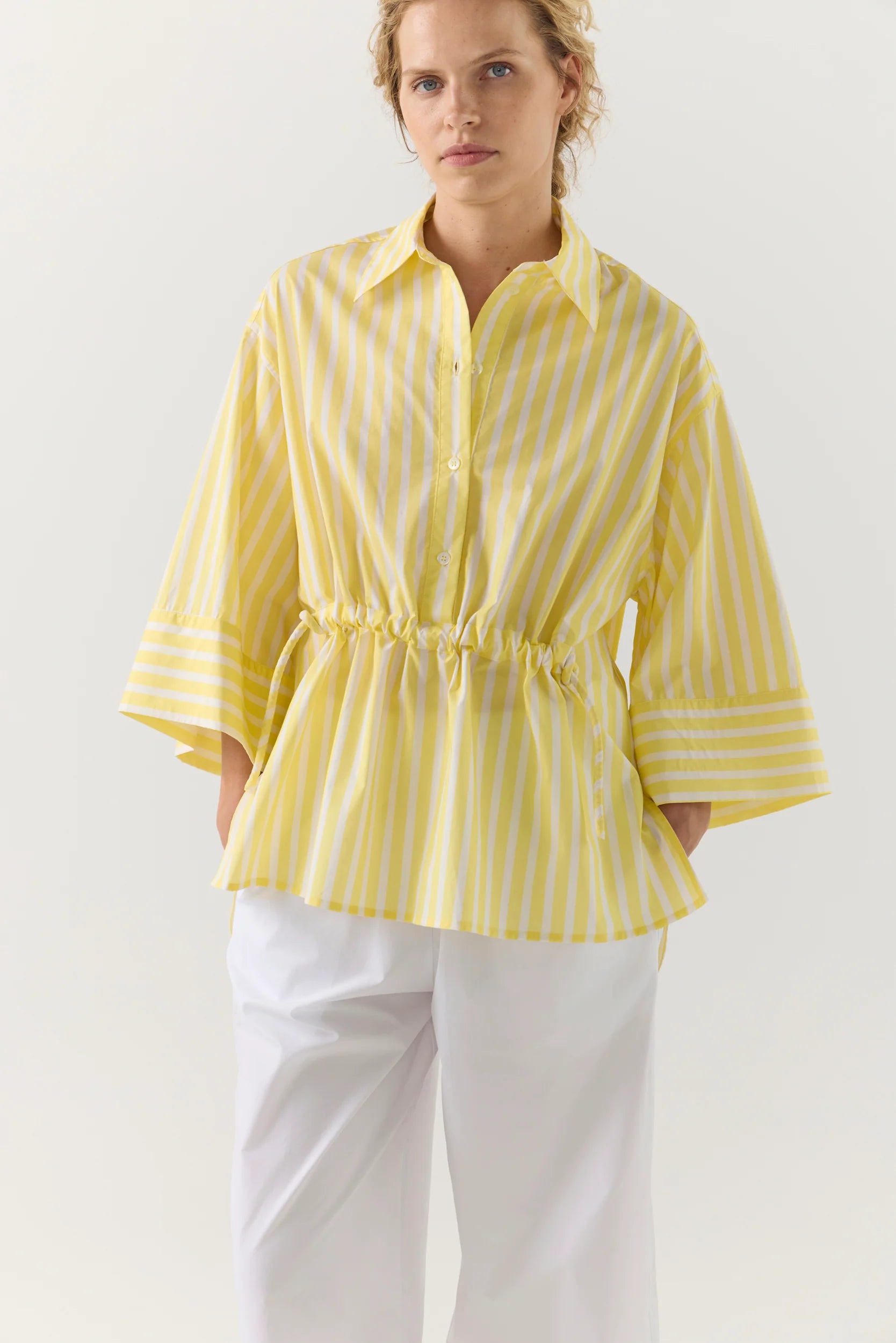 Emily Shirt | Lemon Stripe poplin