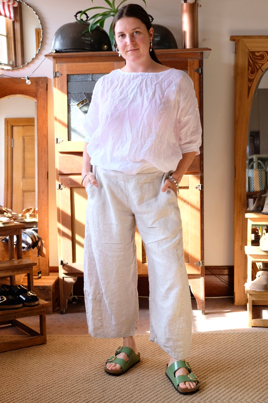 Jane top - white gauze linen