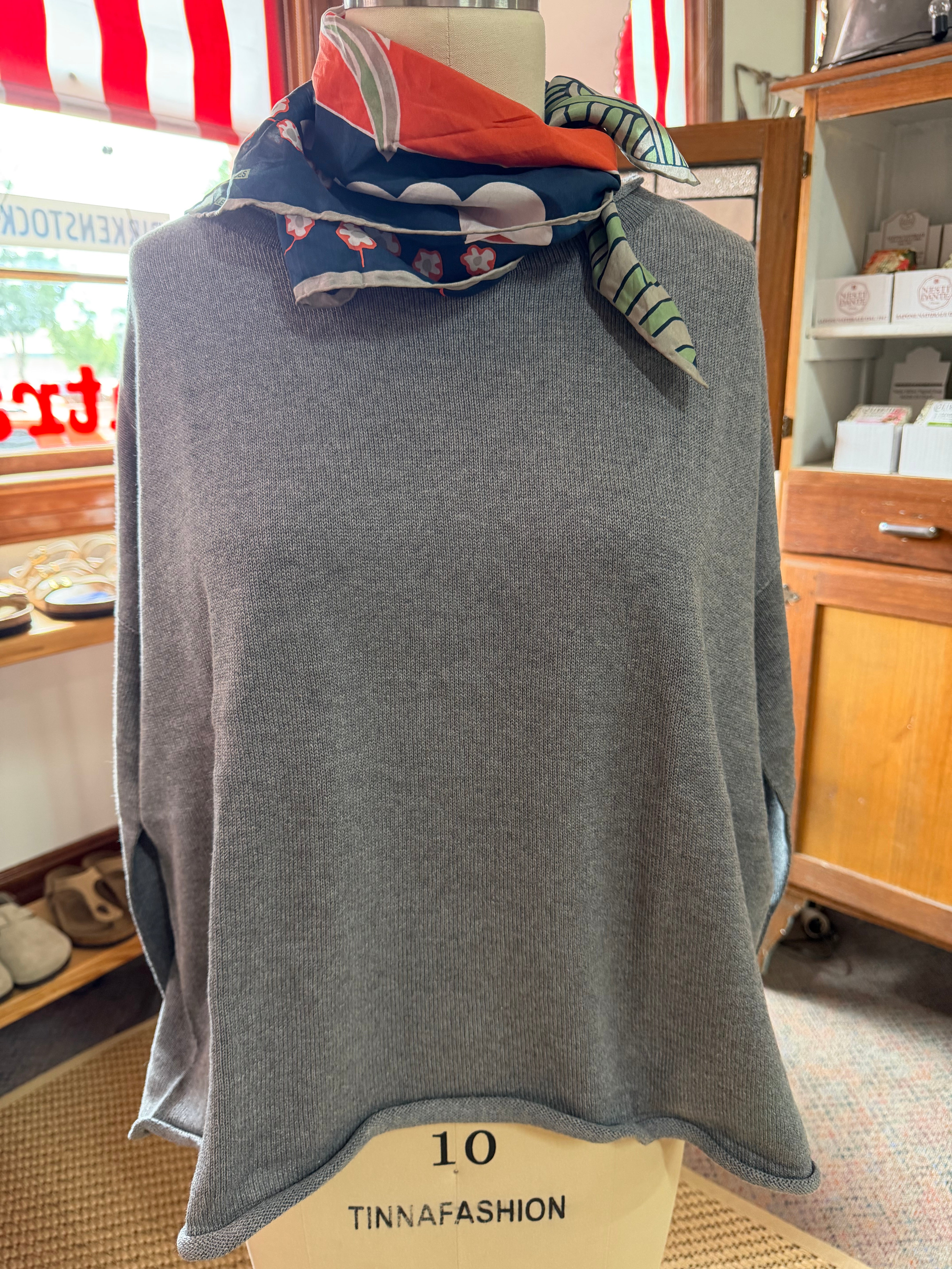 organic cotton curled edge knit - grey