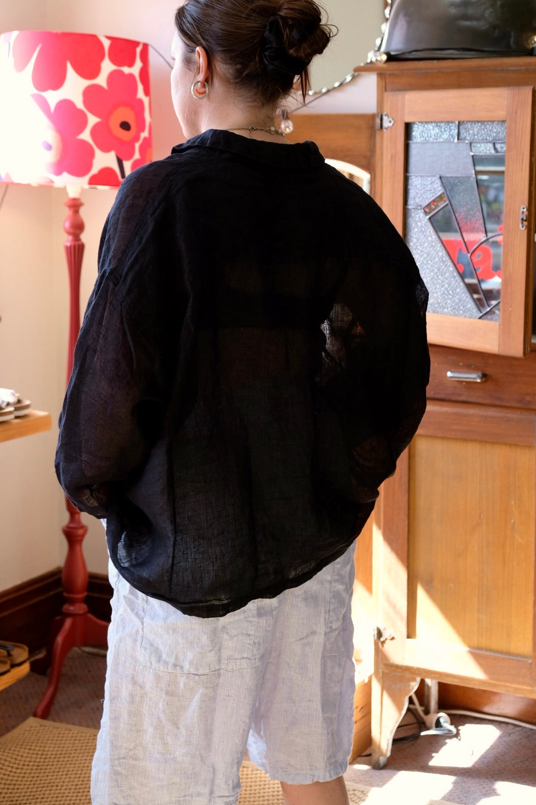 JAYA SHORTS - LINEN - Blue Pin Stripe