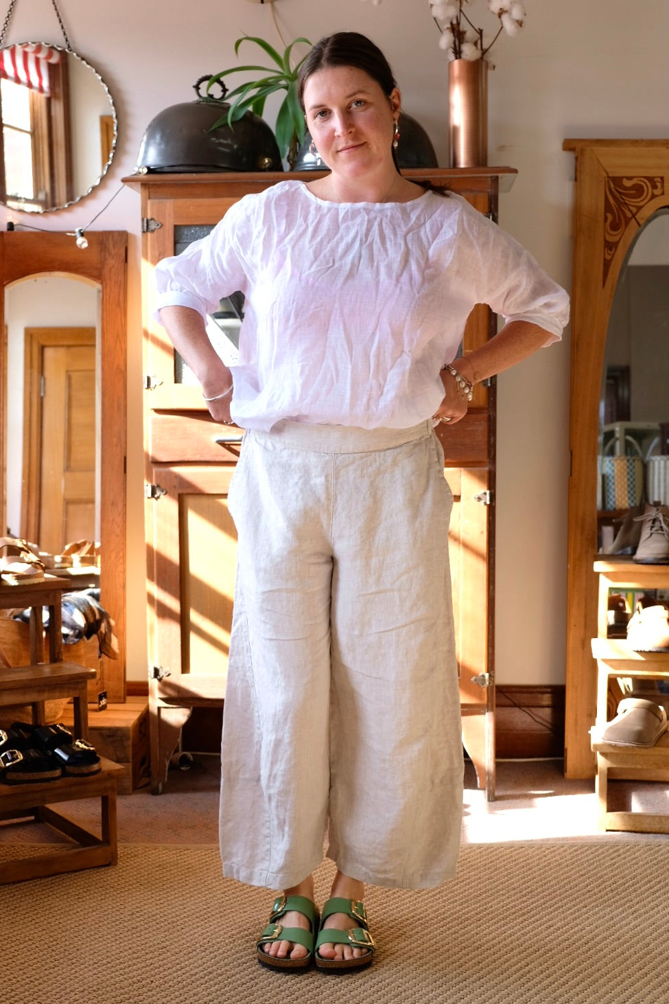Jane top - white gauze linen