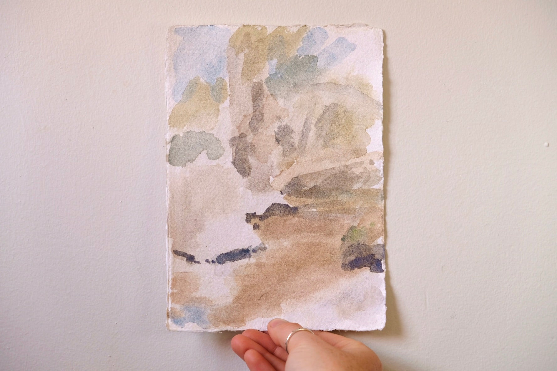 Watercolour Landscape - "Sun on River Rocks" by Clementine Belle McIntosh