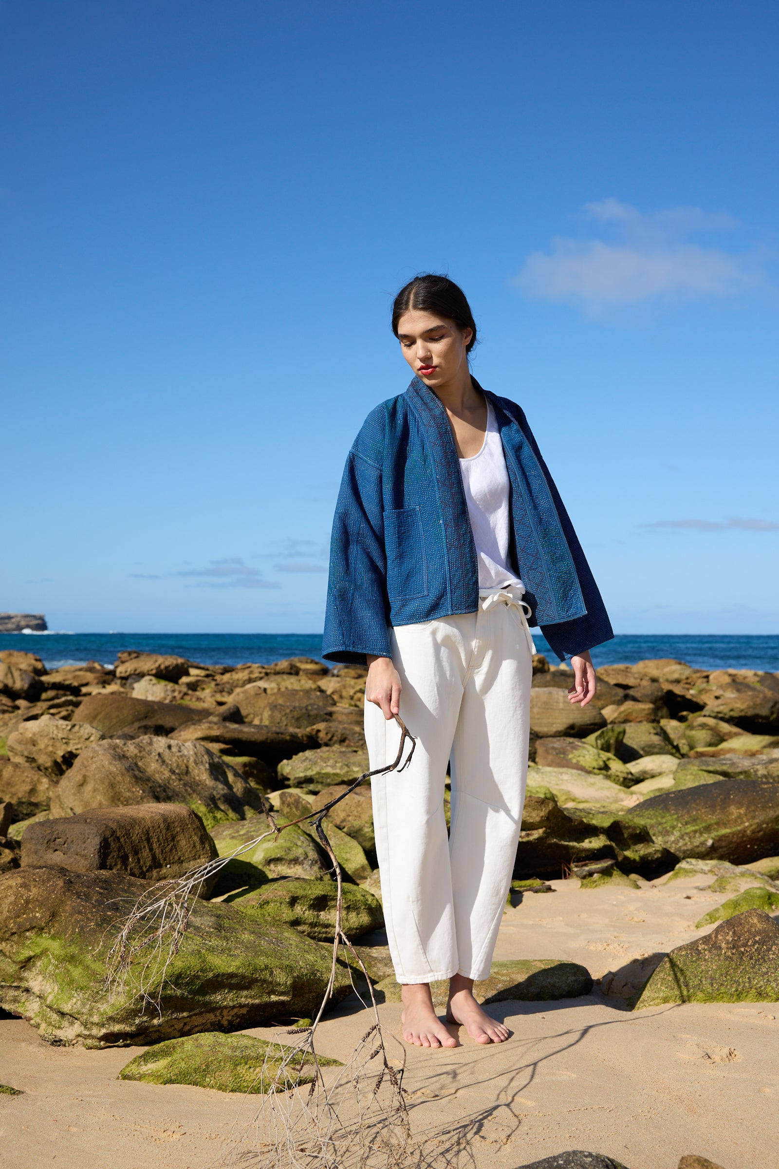 Reversible Kantha Jacket with Patch Pockets