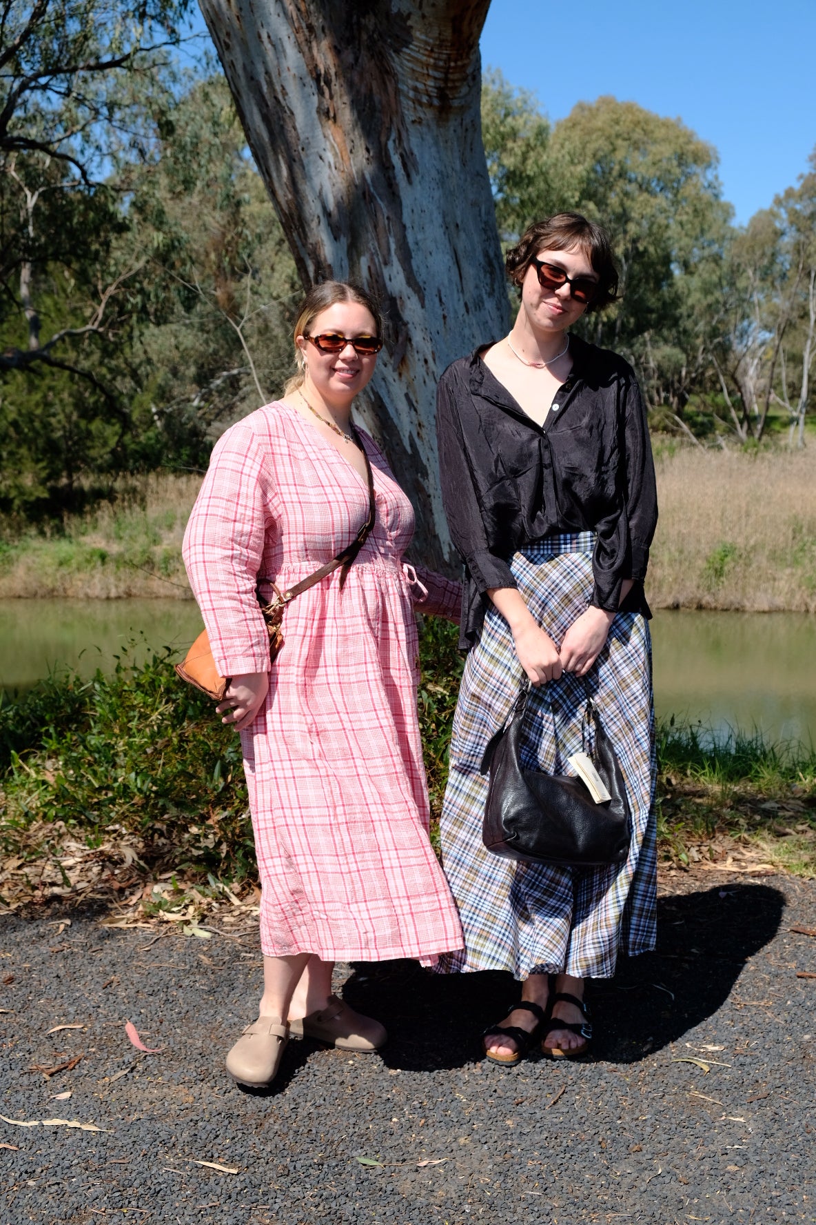 Amilie Wrap Dress - Red & Pink Check Linen