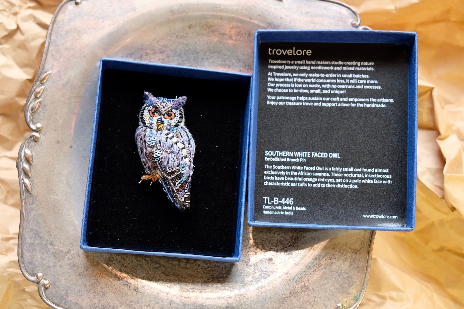 Southern White Faced Owl Brooch