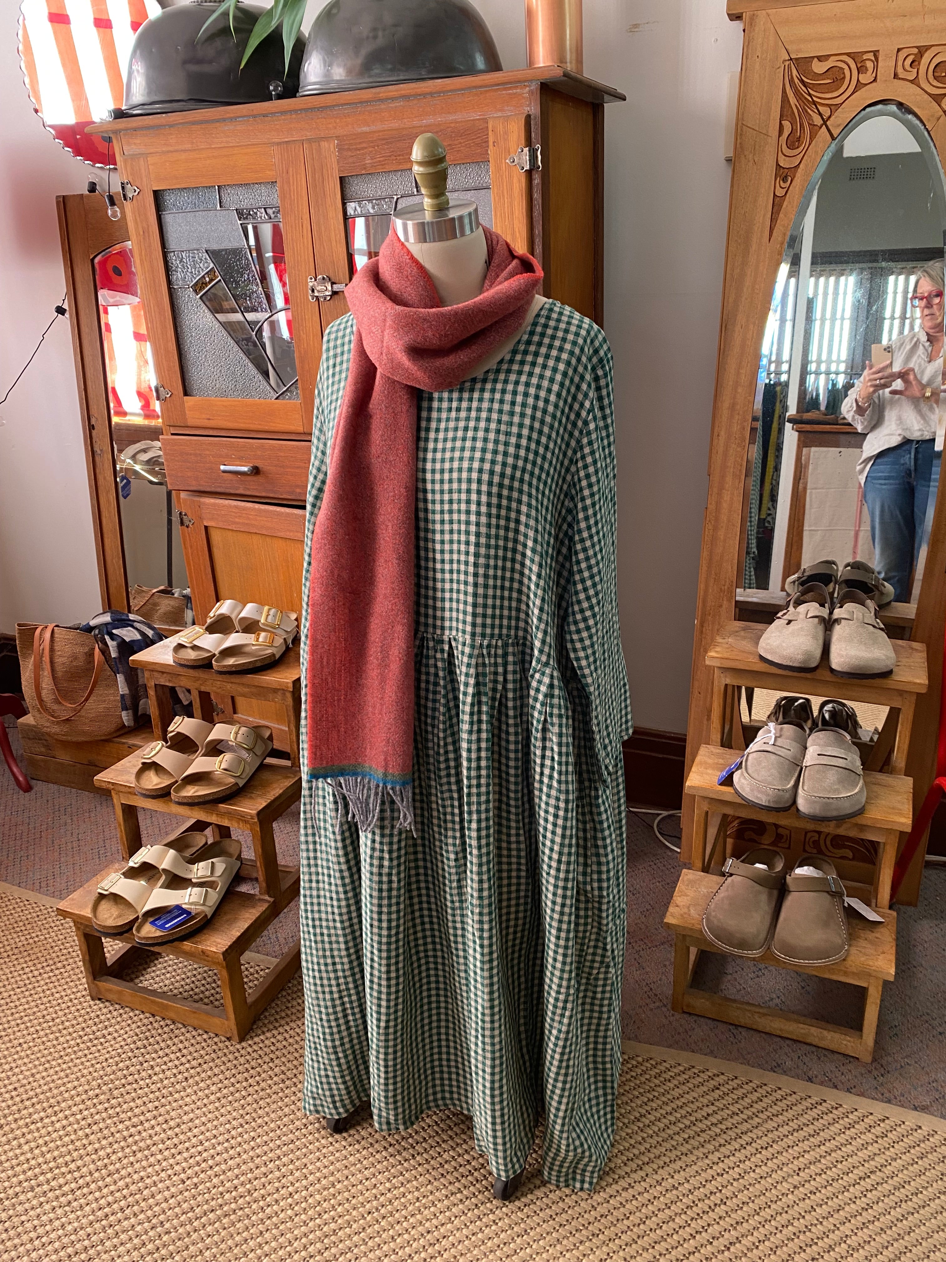 Journee linen dress - green gingham