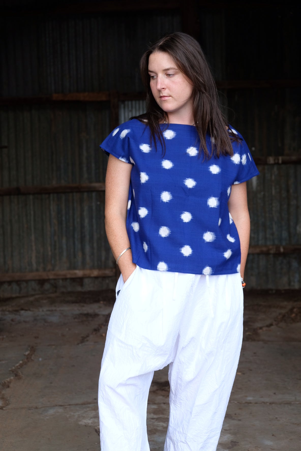 Ori Top - Blue/Ivory