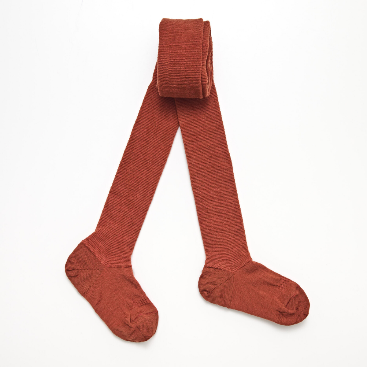 Merino Wool Textured Knit Tights - Spice Brown
