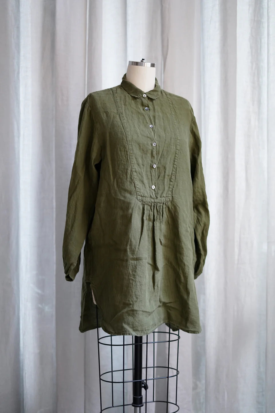 Francoise French Shirt - Light Linen Seaweed