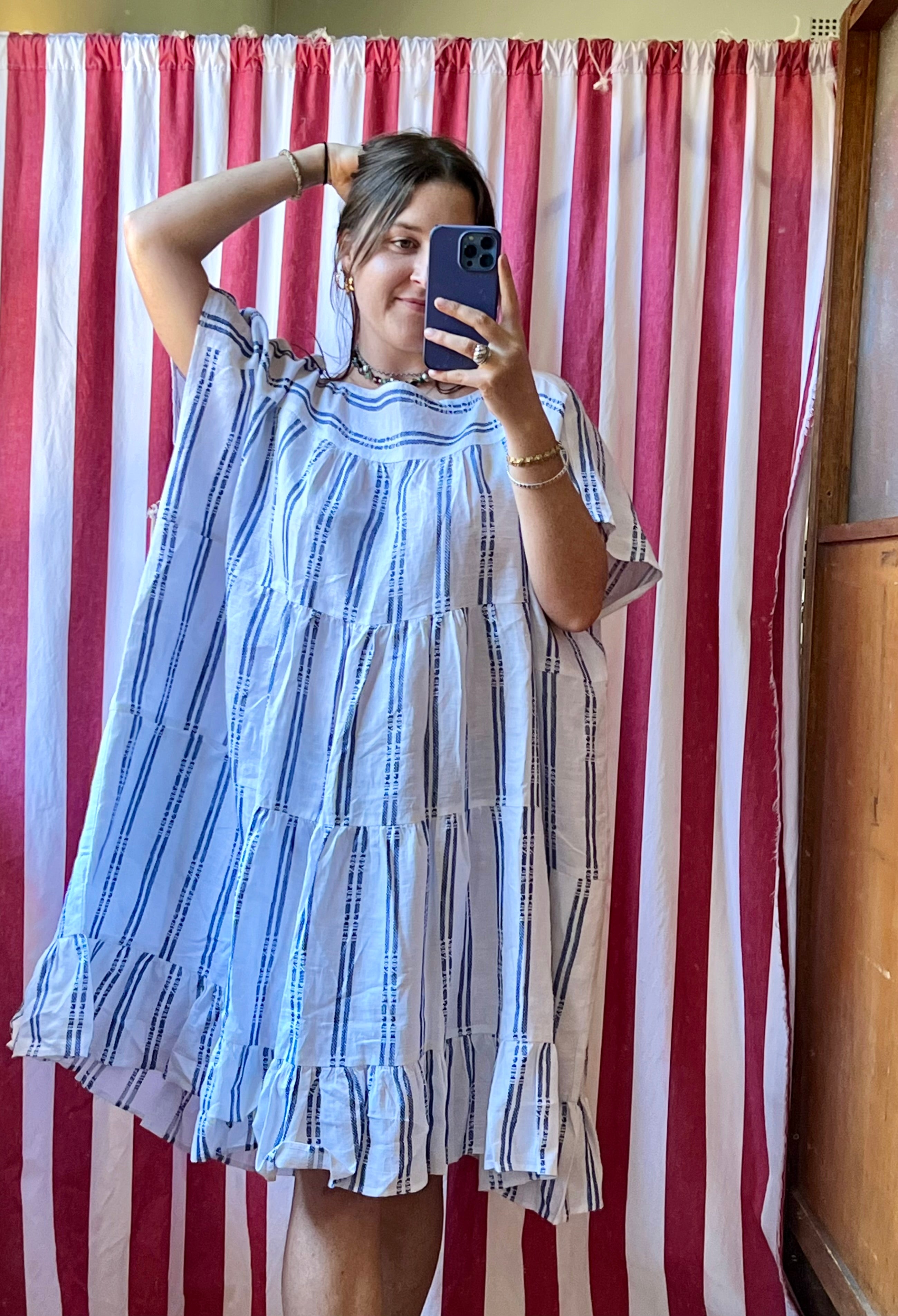 Infinity Dress - White/Blue Stripe