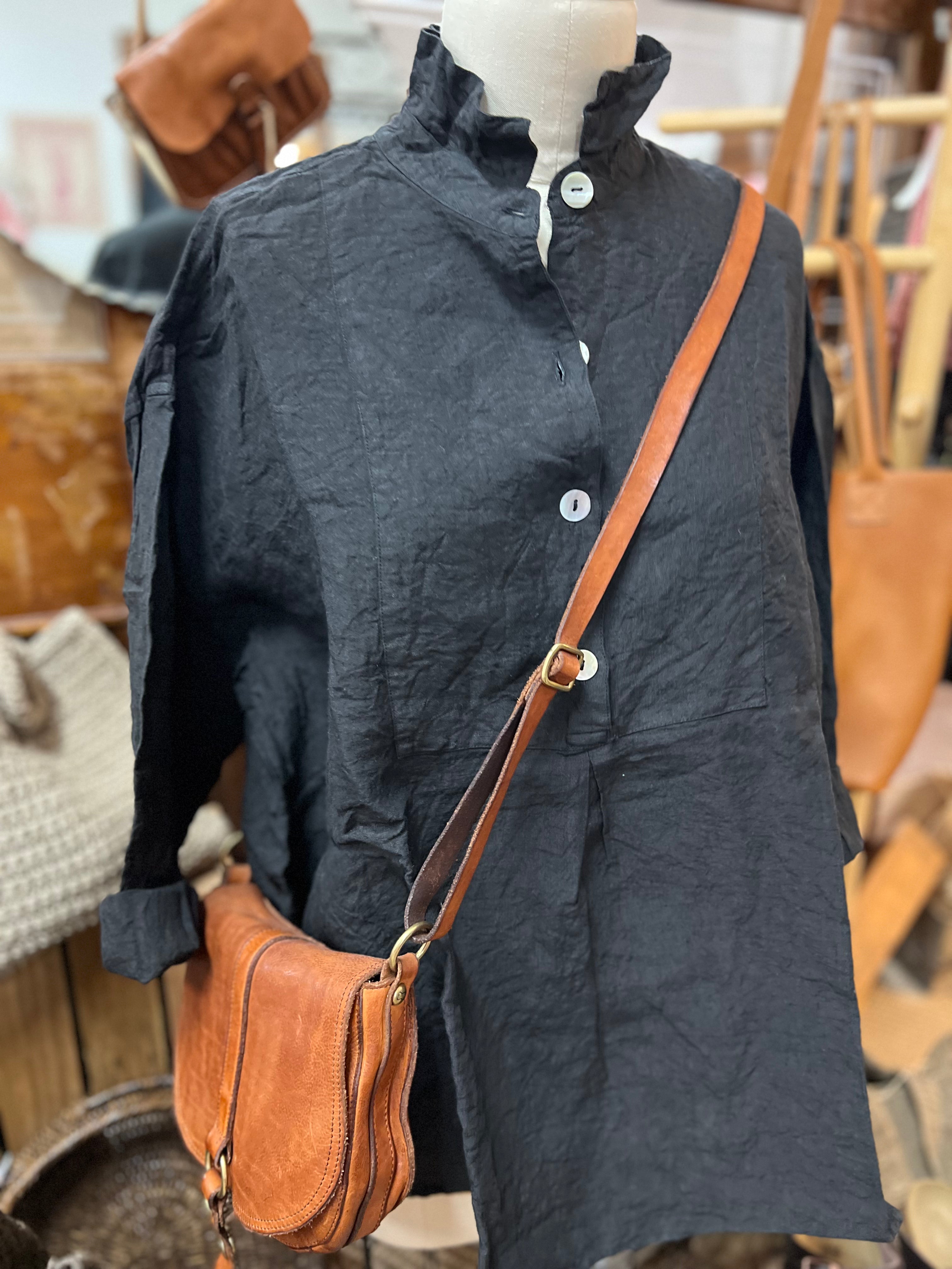 Tuxedo linen Shirt - Black