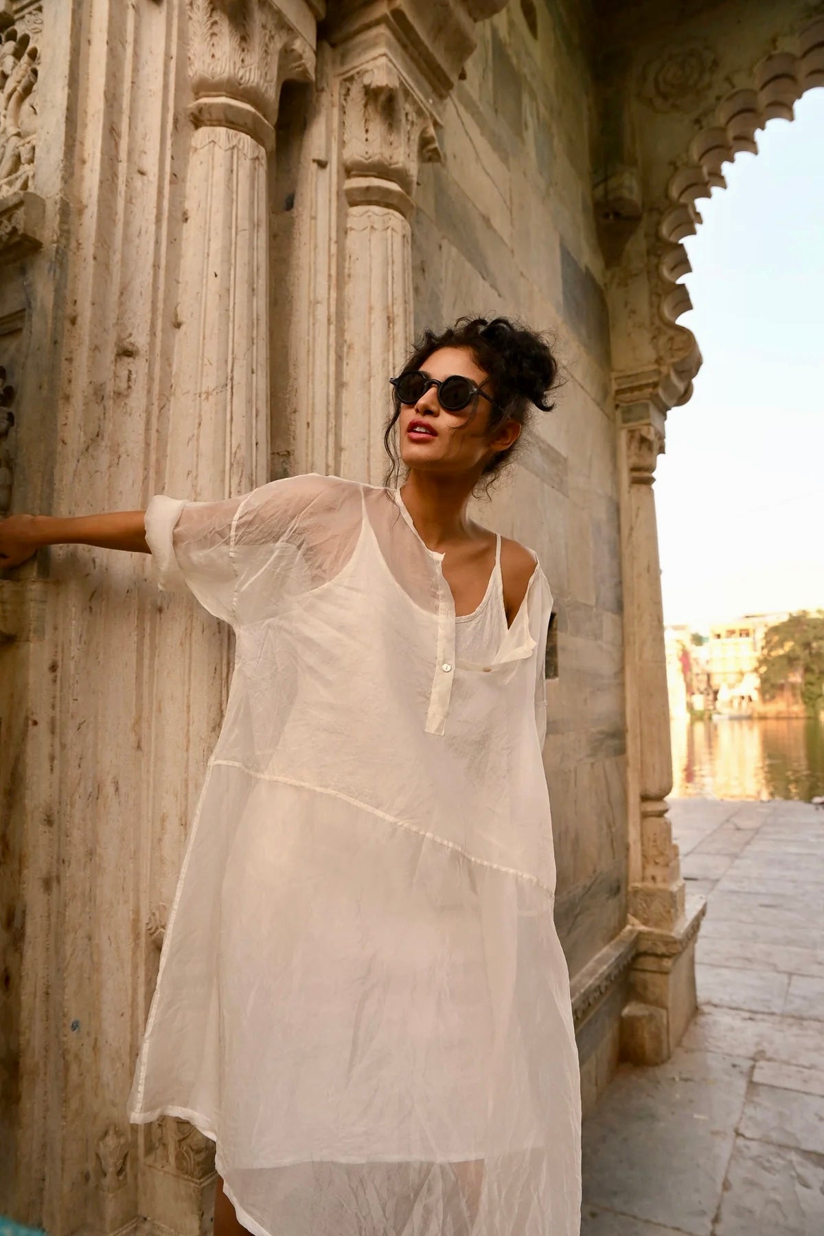 Martina Dress Silk Organdy - Warm White