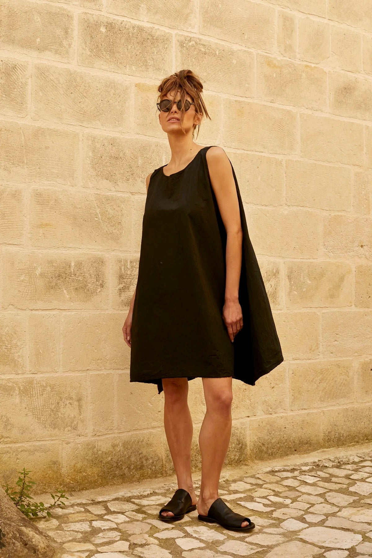 Gia Dress Paper Cotton - Black