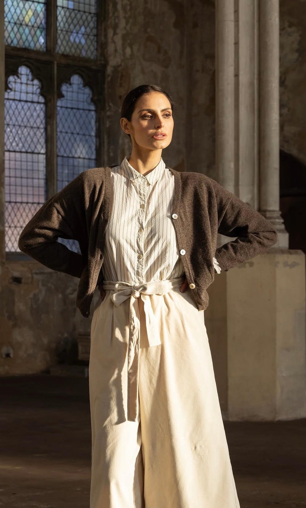 Harriet Trouser - Cotton Velvet - Fawn