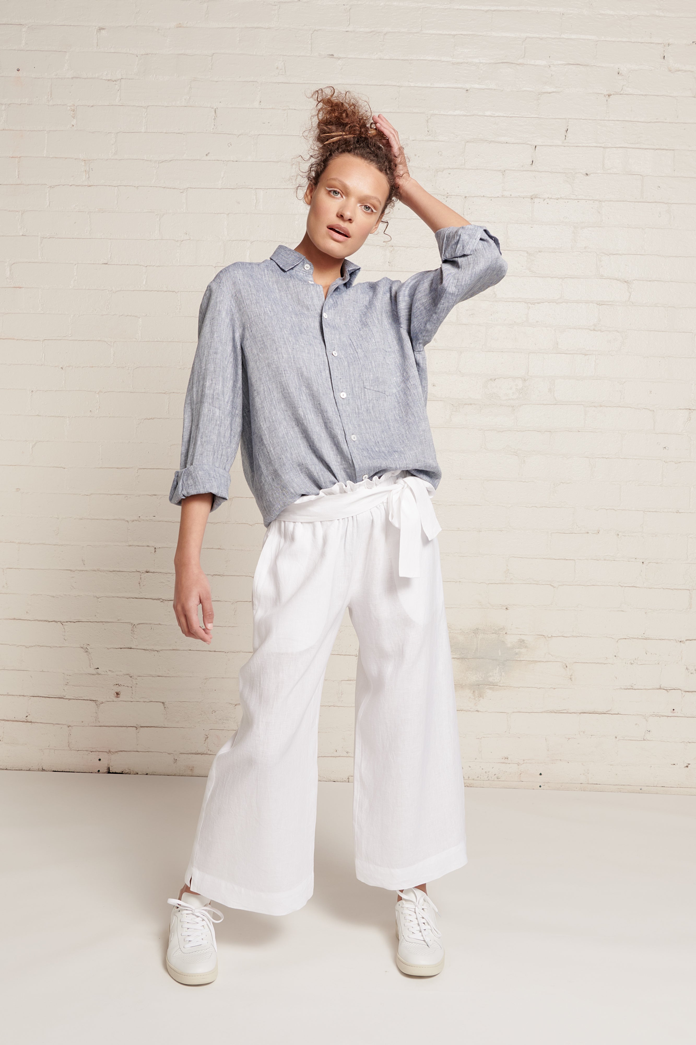 The Handsome Man Shirt - Denim CROSS DYE