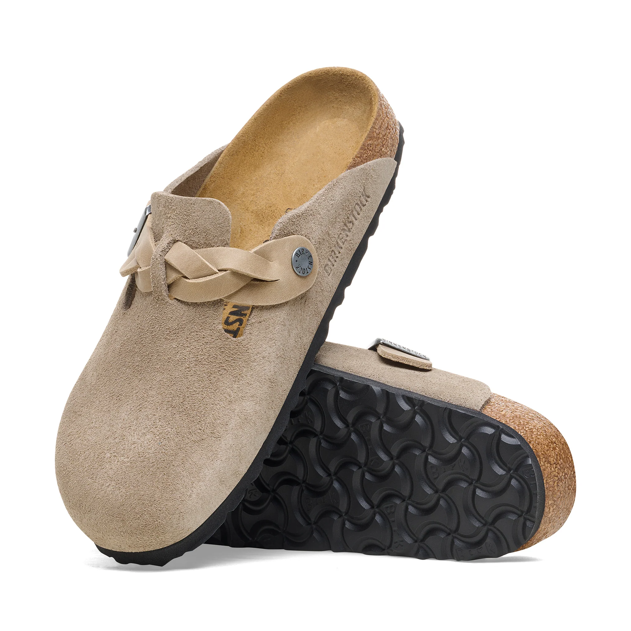 Boston Braided Taupe Suede Leather