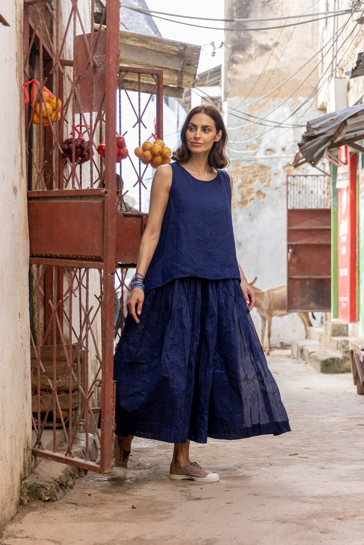 Taji Top - Linen - Indigo